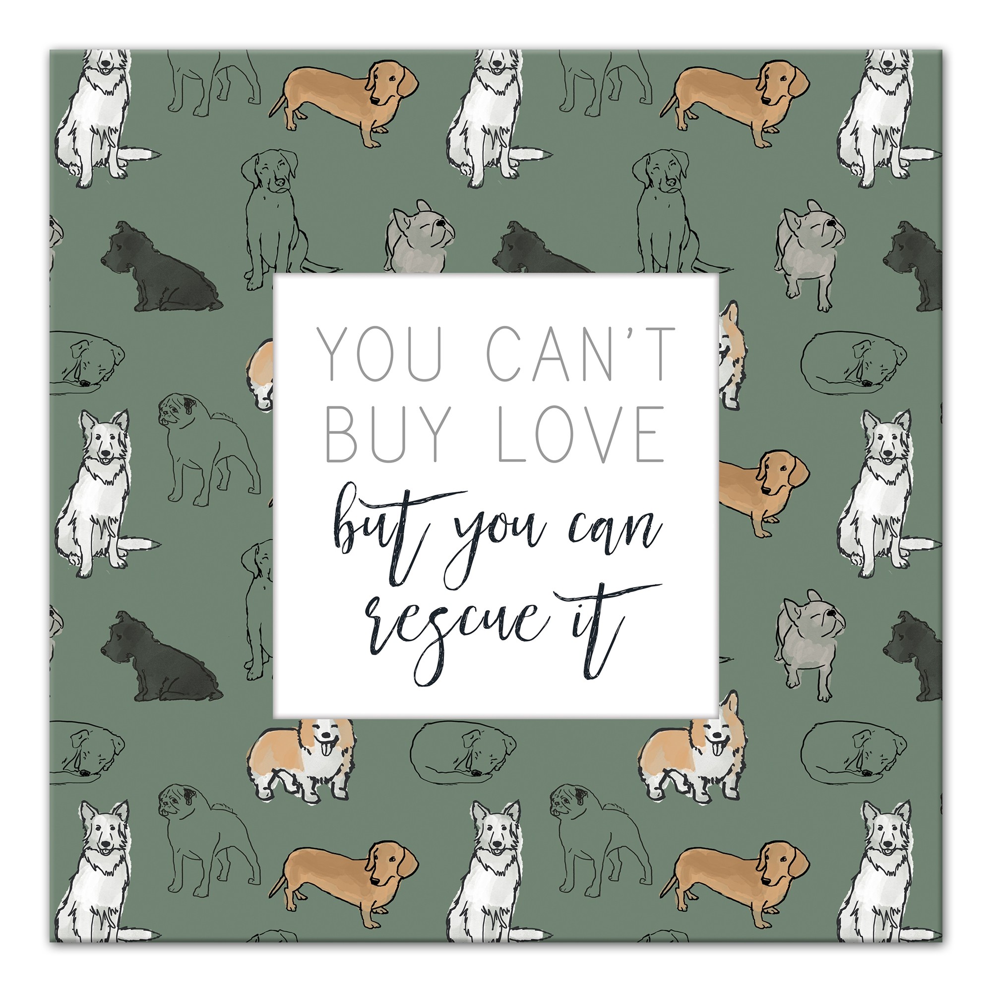 Rescue Dog 16x16 Canvas Wall Art