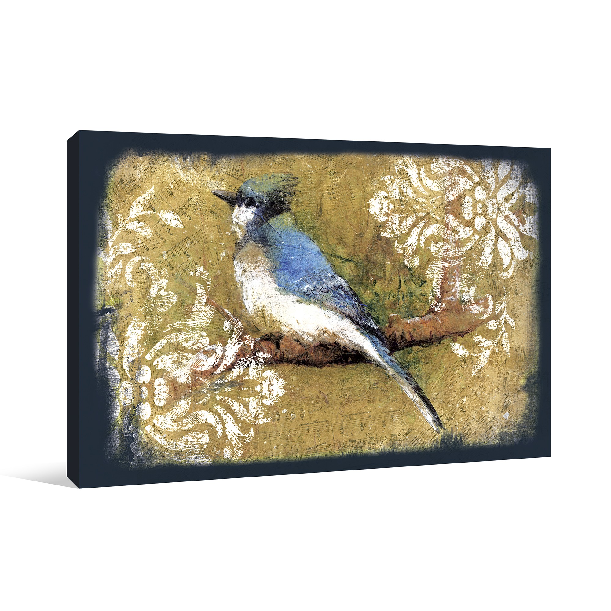 Bluebird On A Branch Canvas Wall Art 