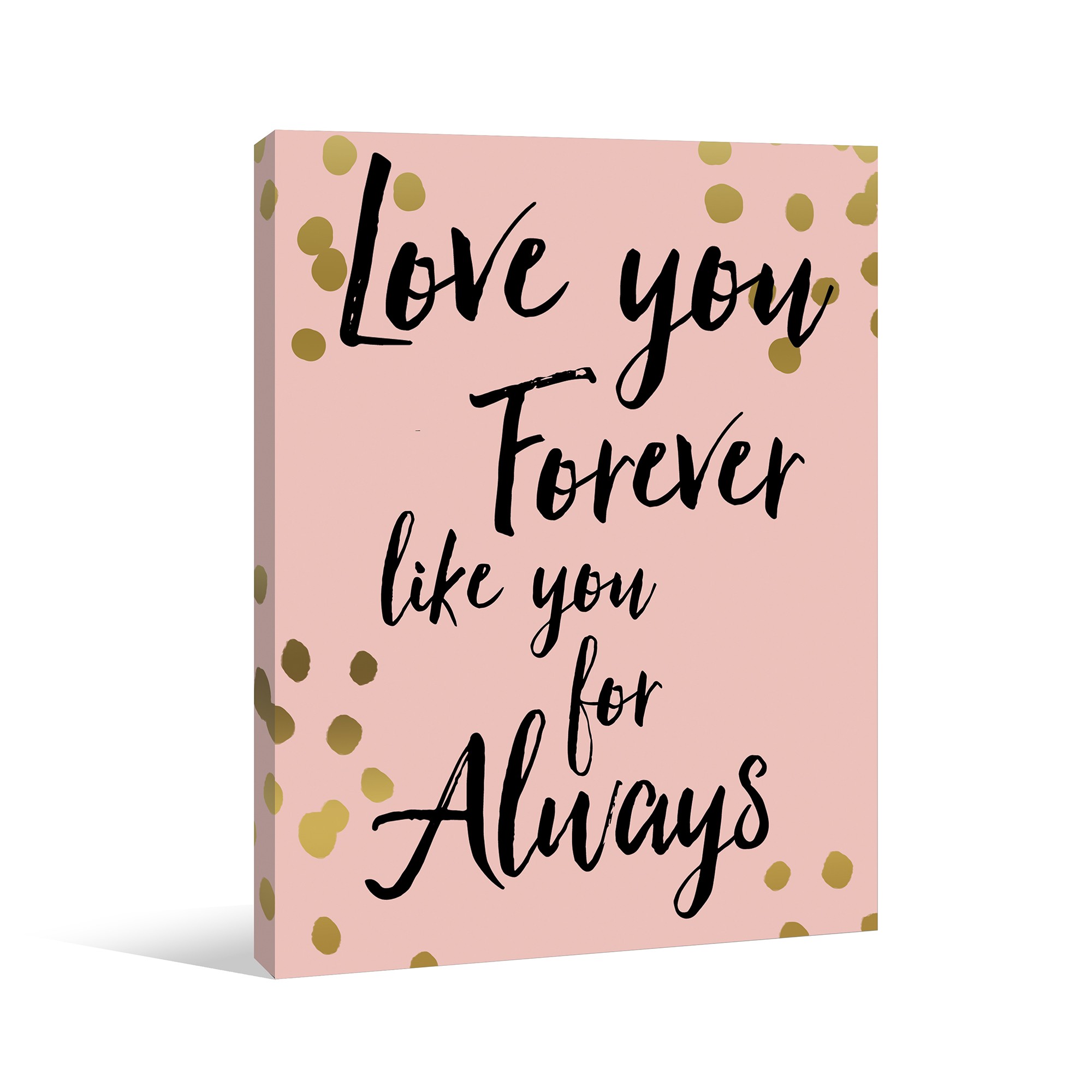 Love You Gold Polka Dots Canvas Wall Art