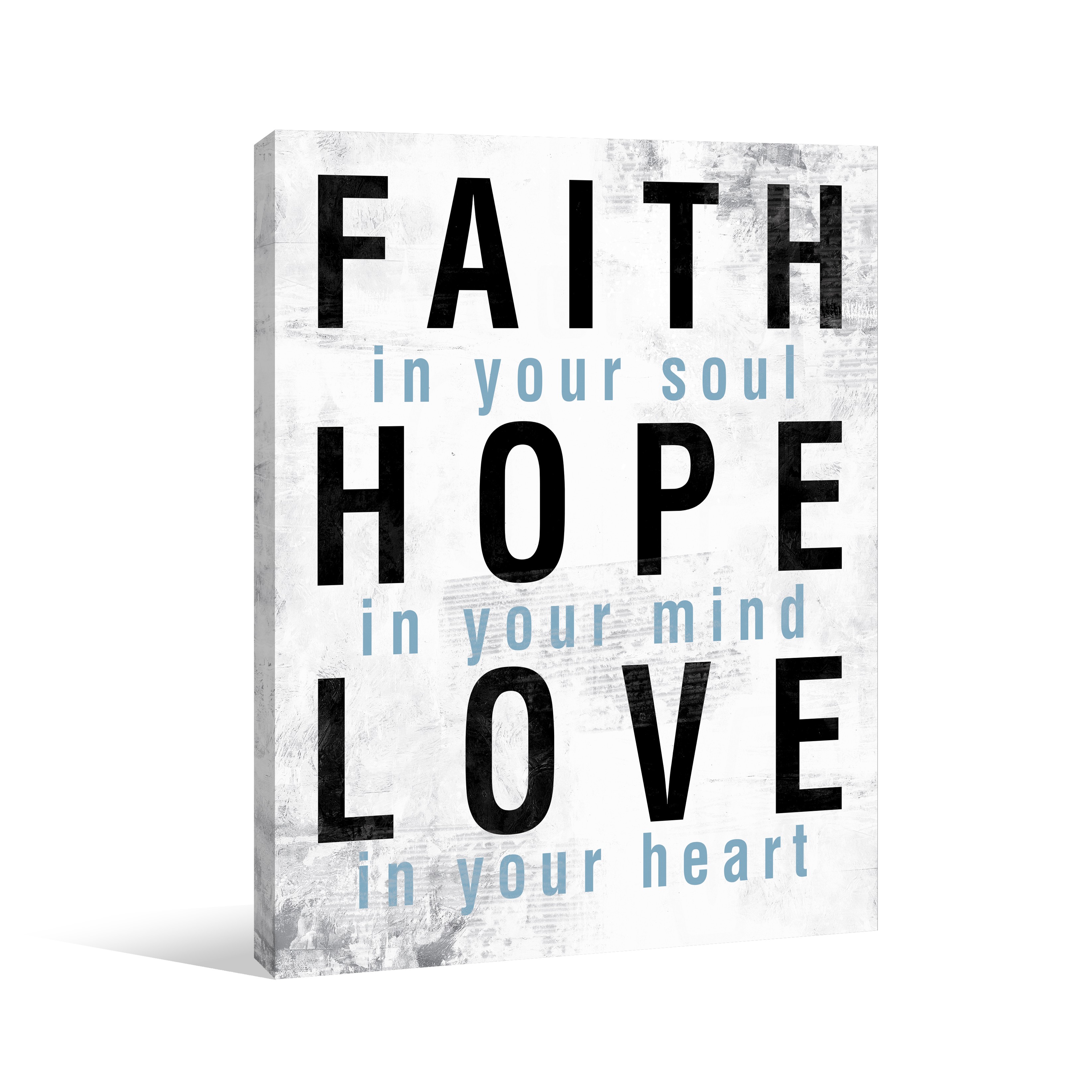 Faith Hope Love Blue Canvas Wall Art 