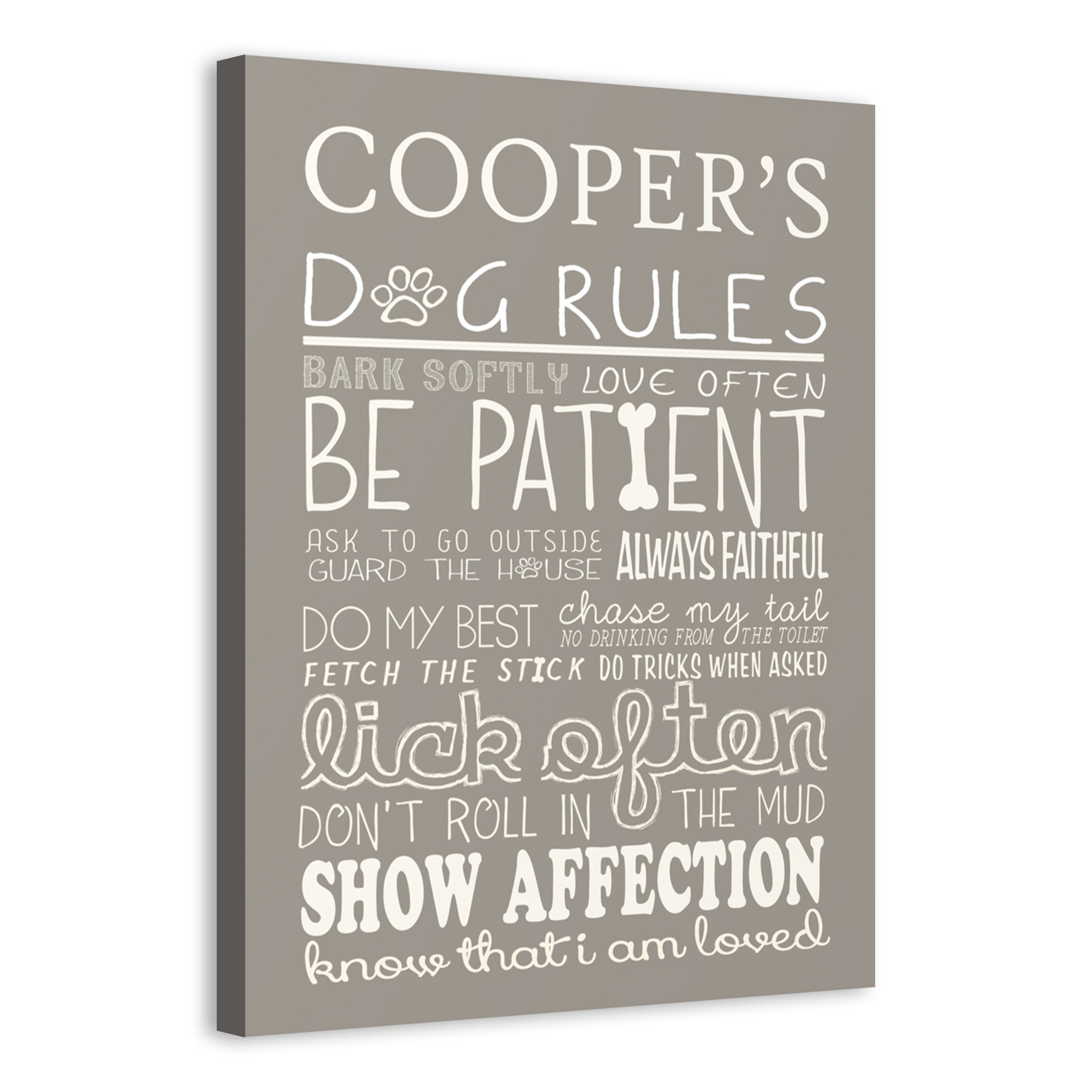 Dog Rules 11x14 Personalized Canvas Wall Art