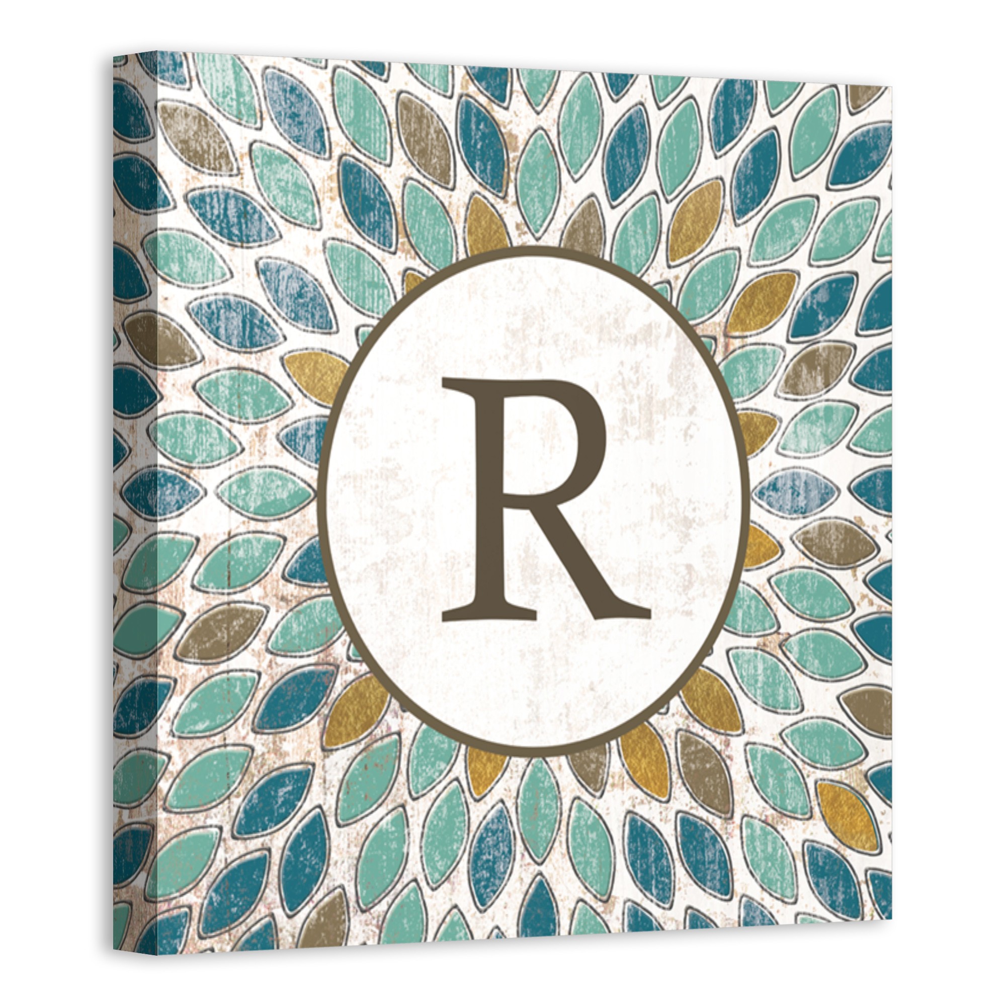 Monogram Leafies 12x12 Personalized Canvas Wall Art
