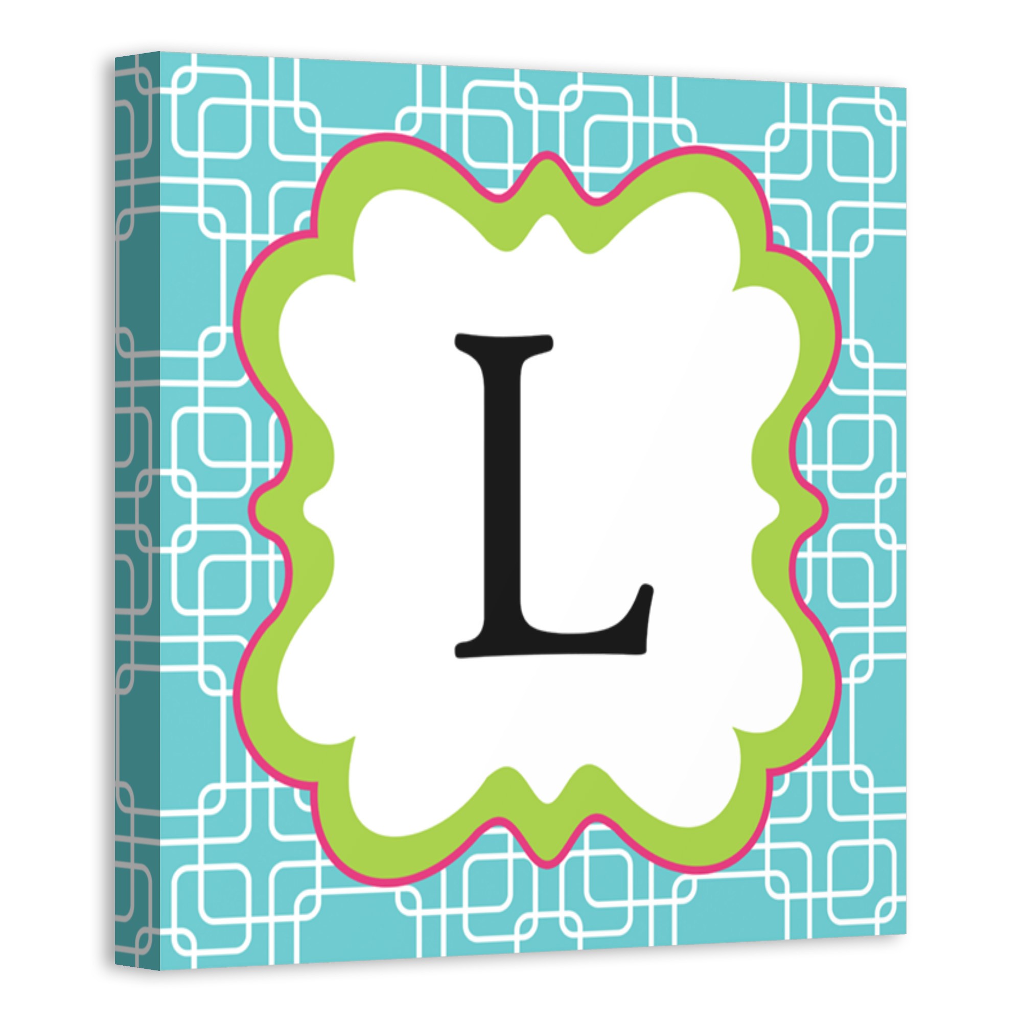 Blue Geo Juvie Monogram 12x12 Personalized Canvas Wall Art