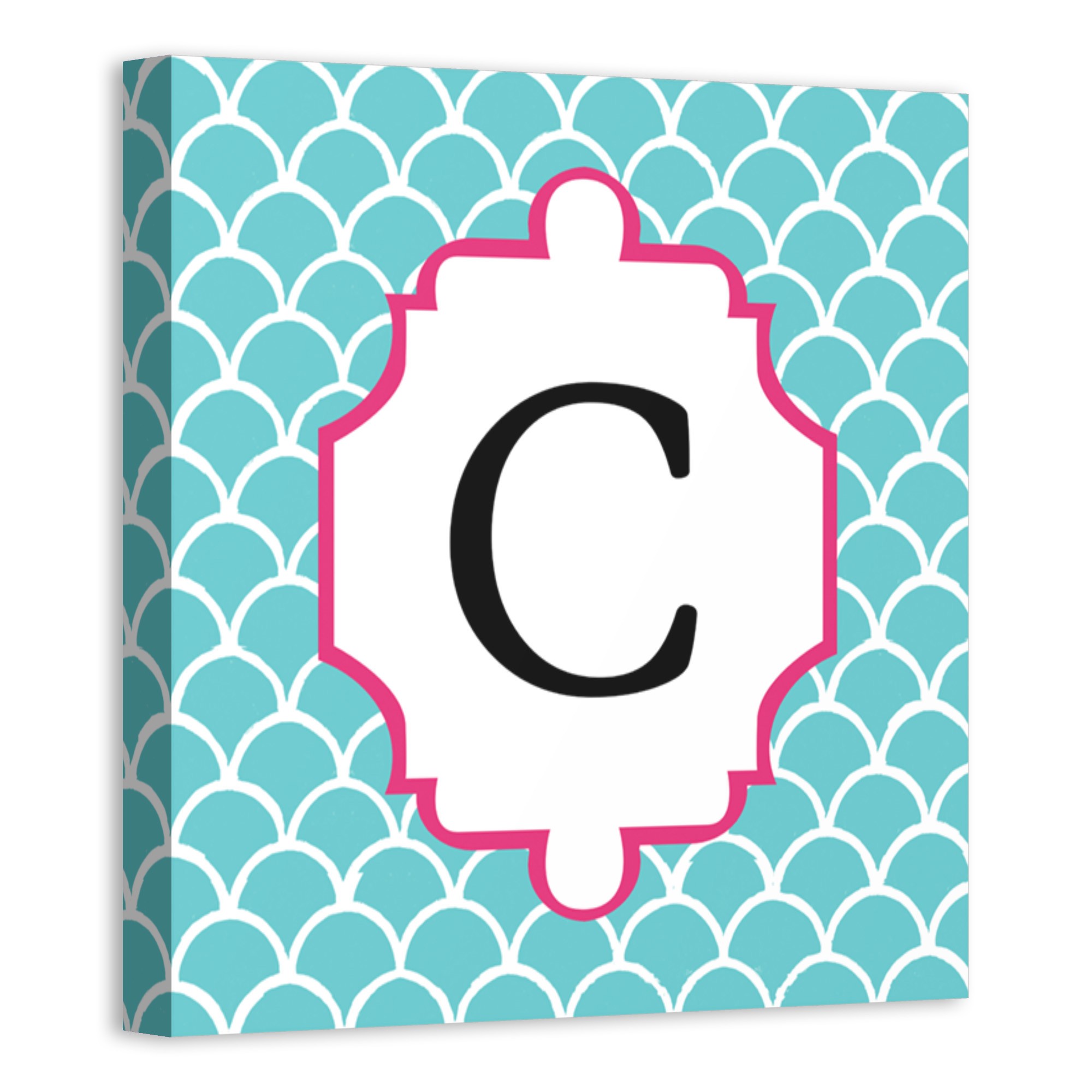Blue Juvie Scales Monogram 12x12 Personalized Canvas Wall Art