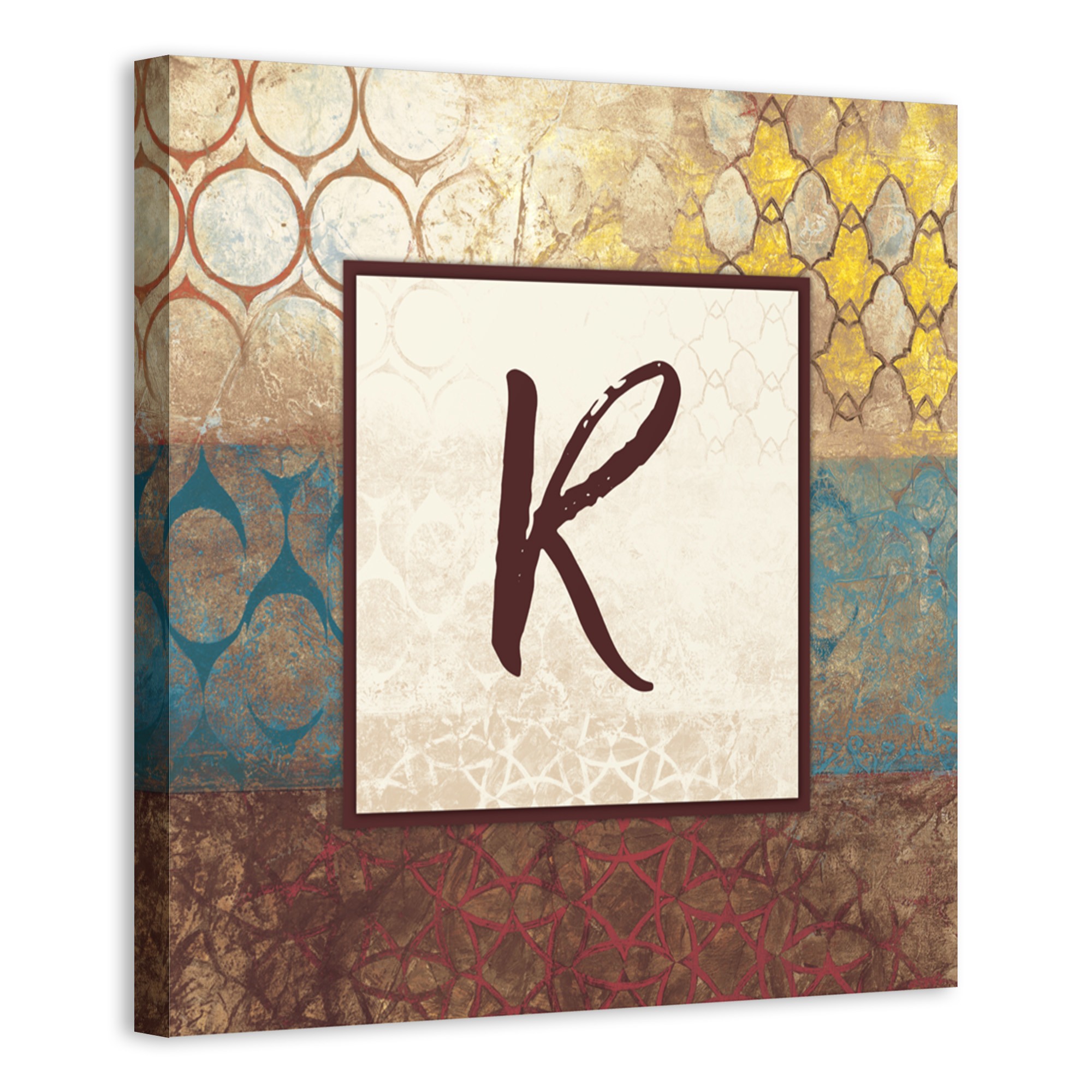 Big World Patterns Monogram 16x16 Personalized Canvas Wall Art