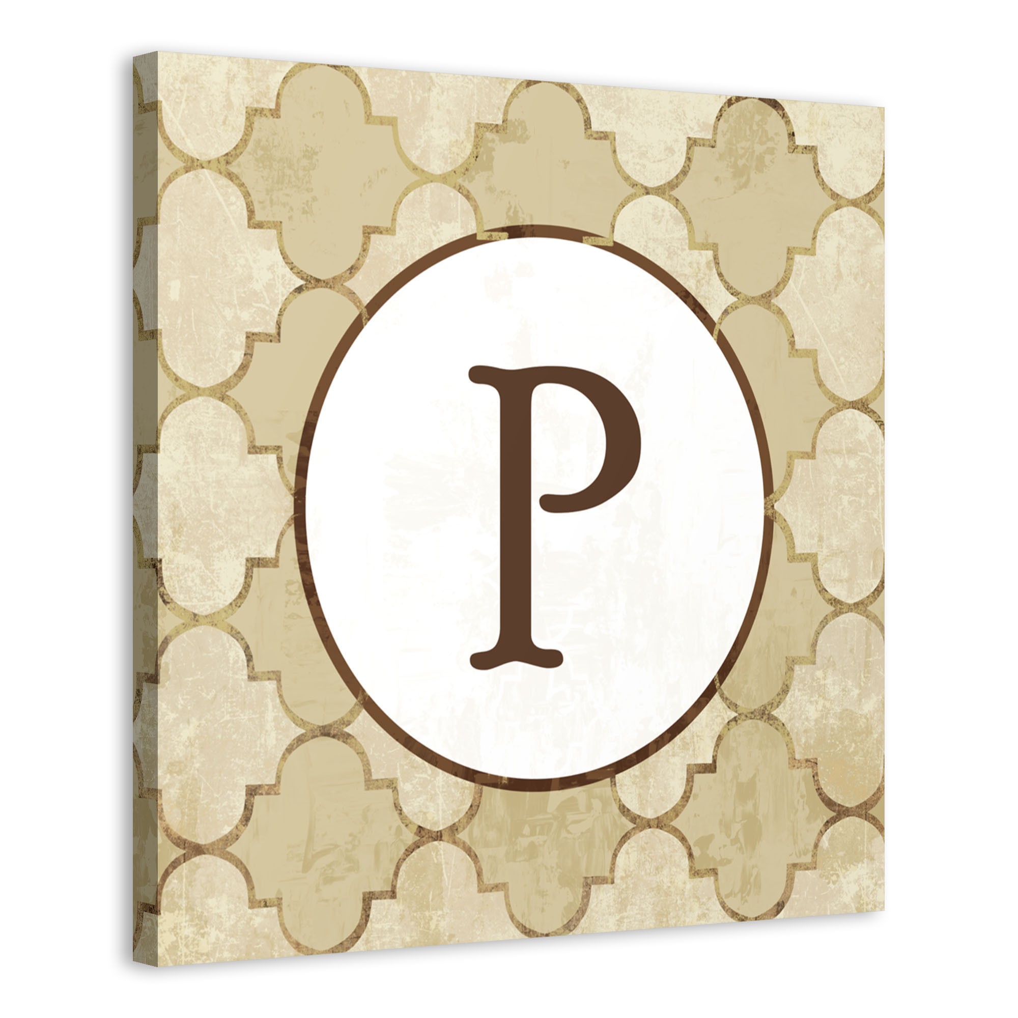 Bits Of Gold Monogram Quatrefoil 20x20 Personalized Canvas Wall Art 
