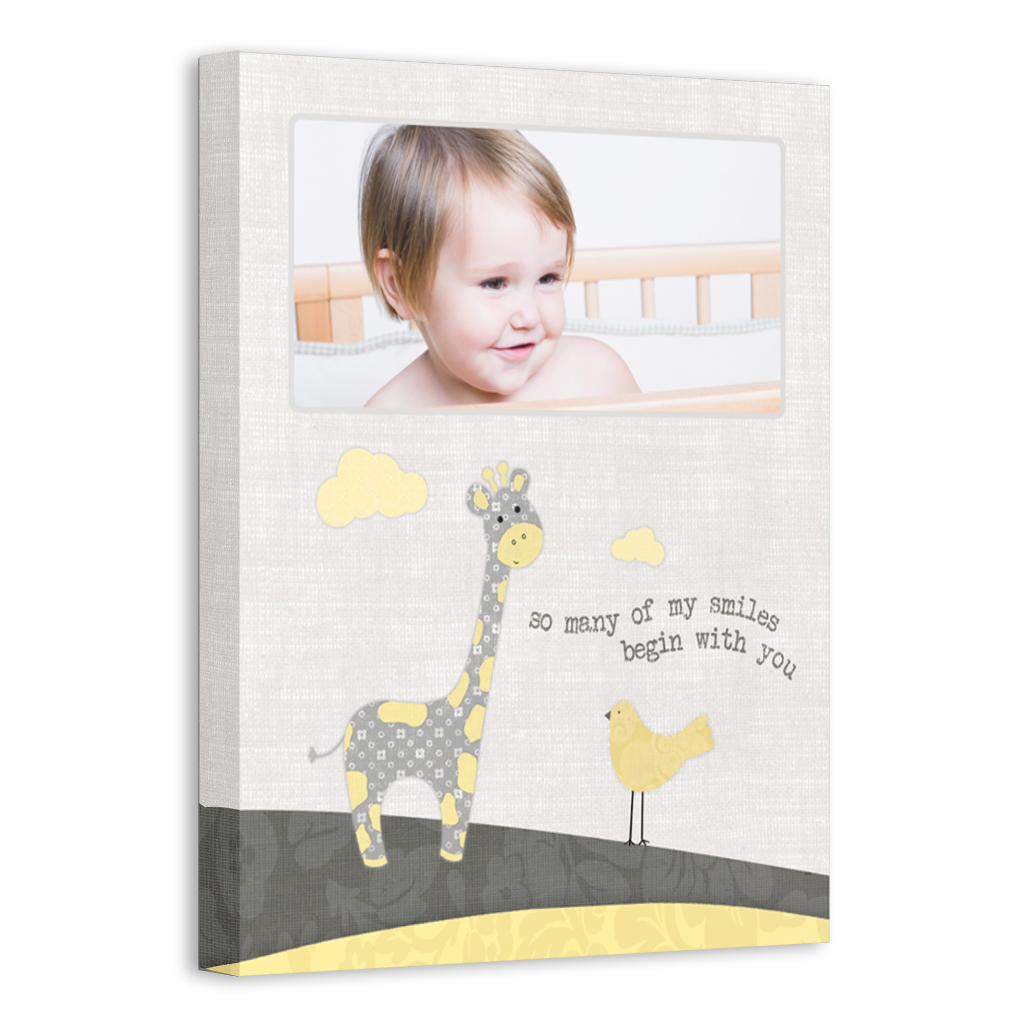 Giraffe And Bird Pals 11x14 Personalized Canvas Wall Art 