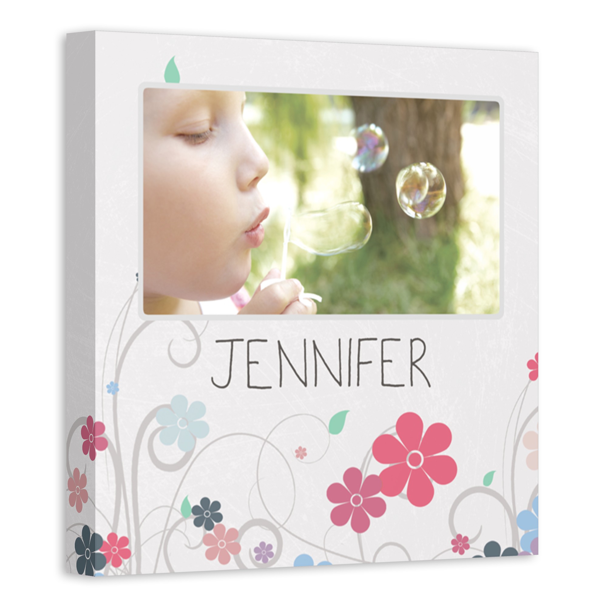 Swirls And Flowers 12x12 Personalized Canvas Wall Art
