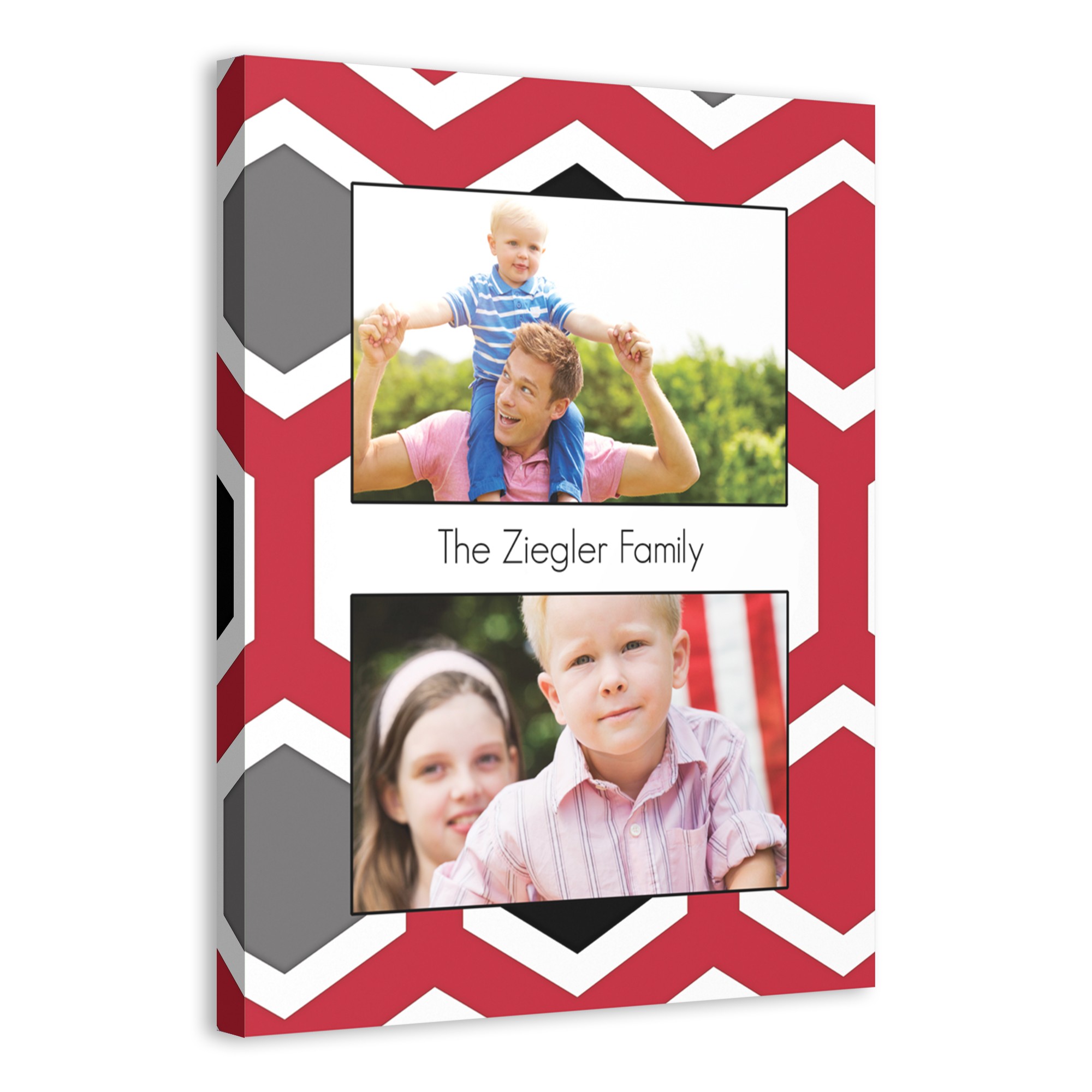 Red Hexagon Pattern 16x20 Personalized Canvas Wall Art