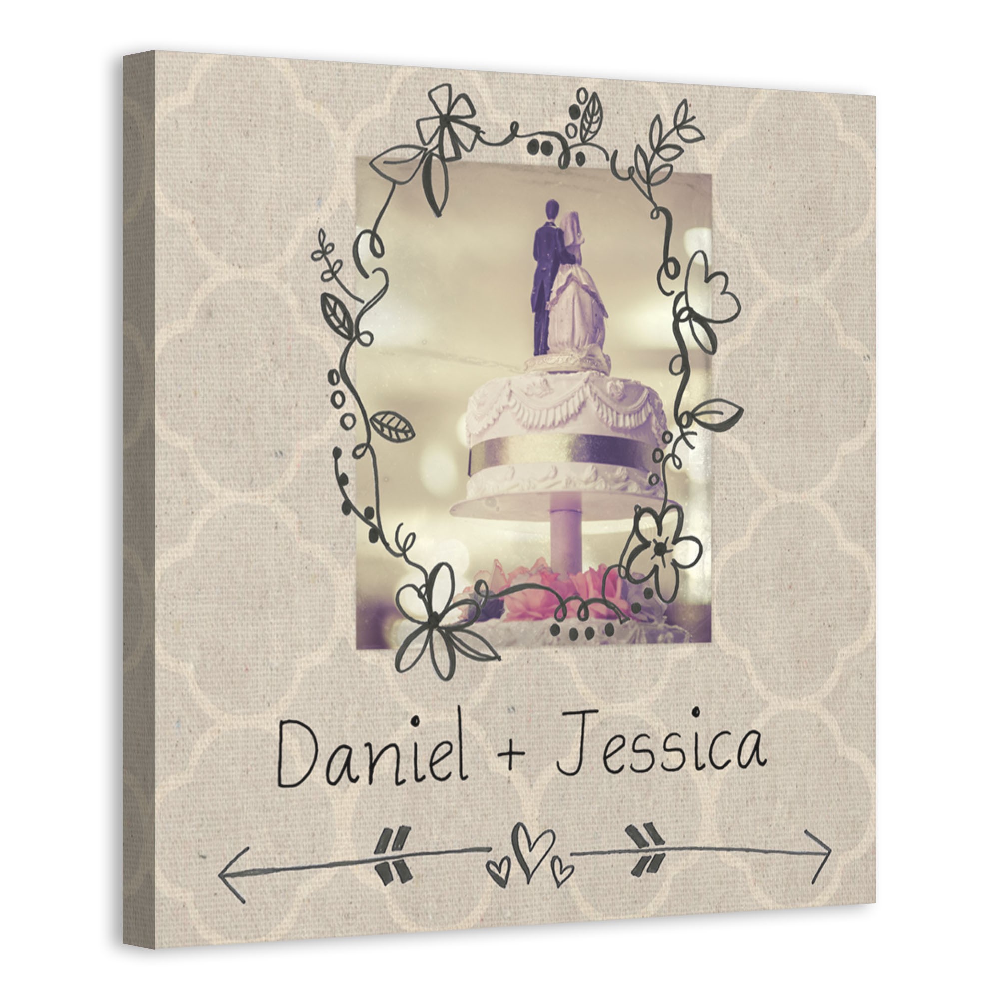 You & Me Cake Topper 16x16 Personalized Canvas Wall Art