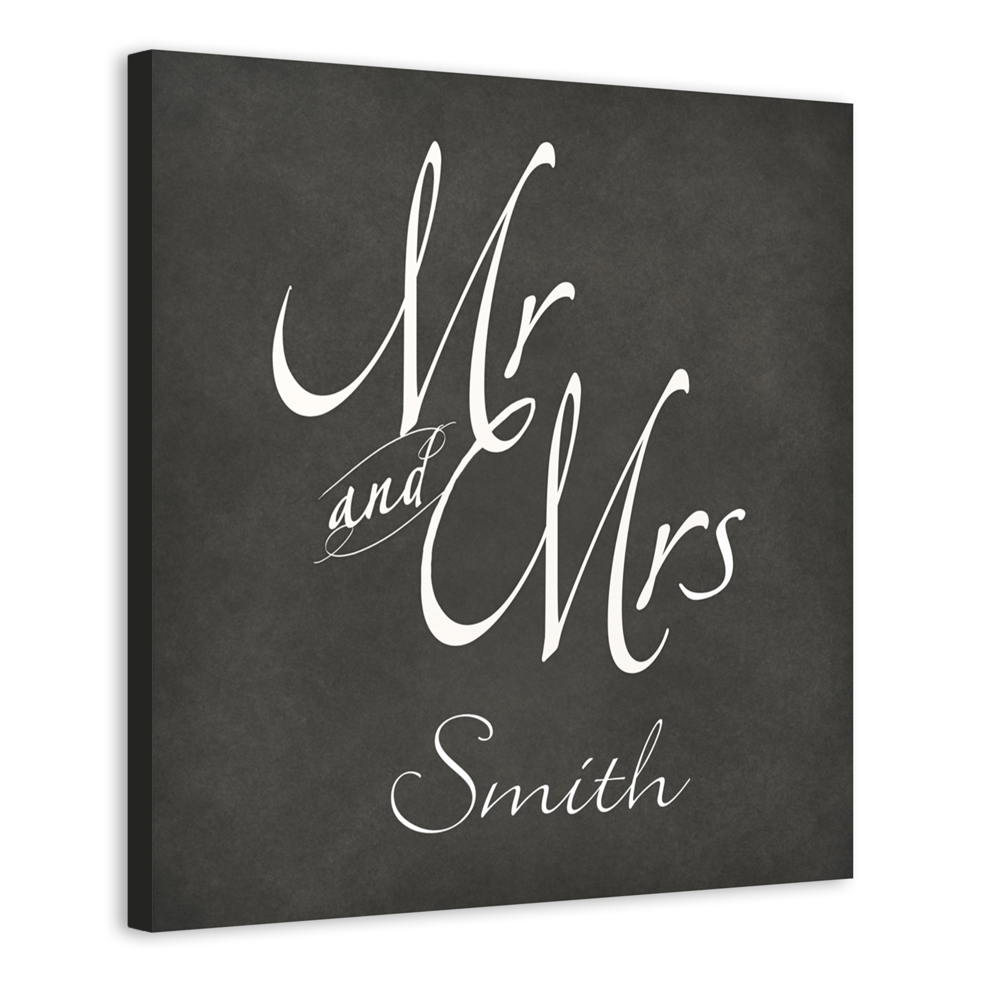 Mr. & Mrs Chalkboard Script 20x20 Personalized Canvas Wall Art