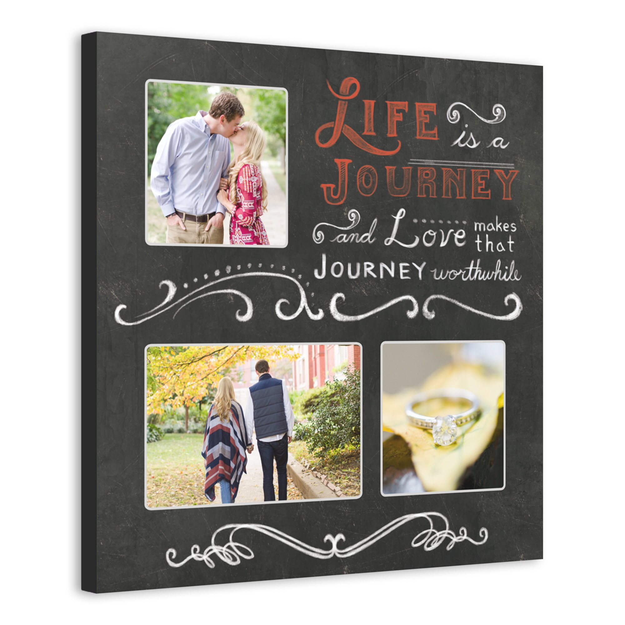 Life is a Journey Chalkboard 20x20 Personalized Canvas Wall Art