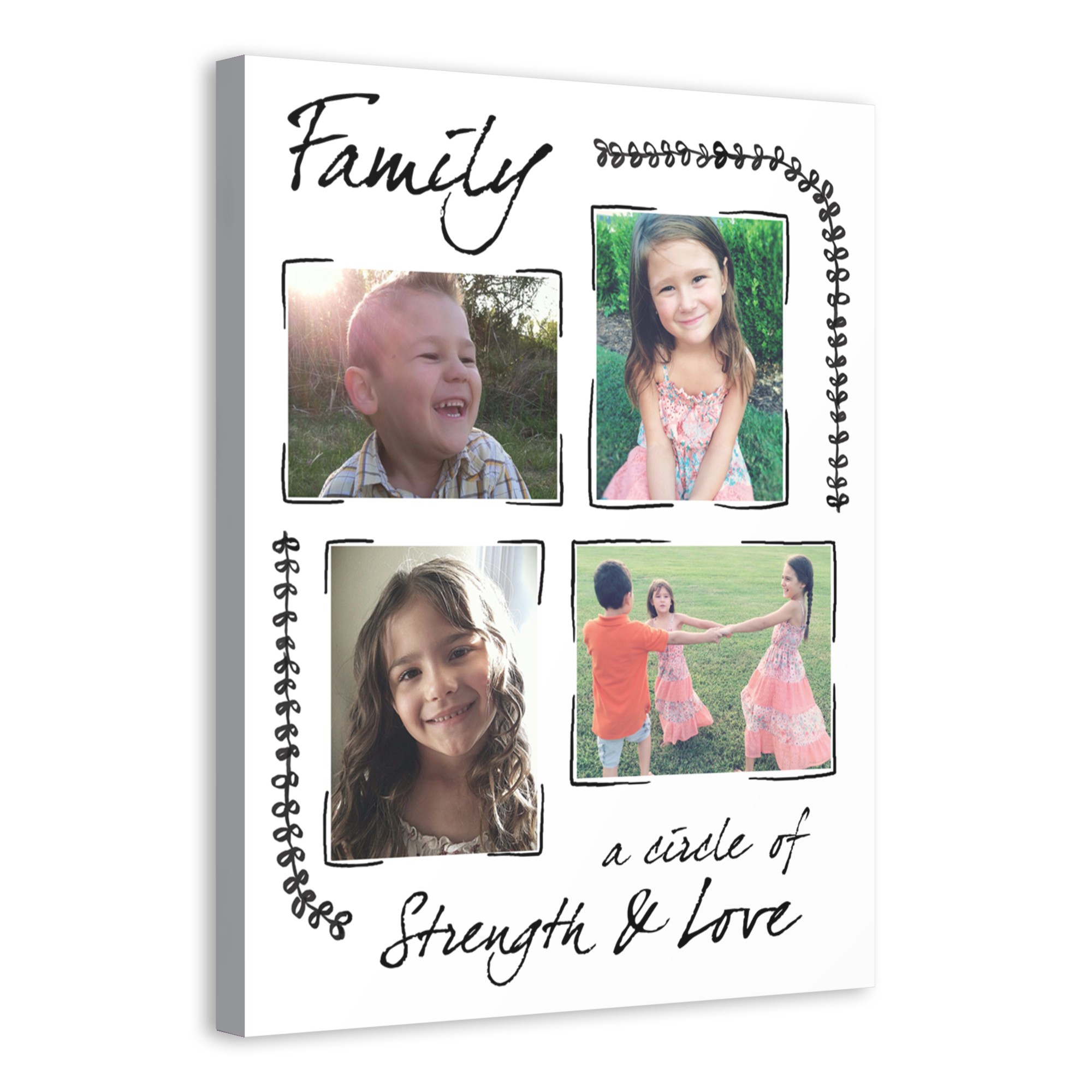 Drawn Family Photo Collage 16x20 Personalized Canvas Wall Art