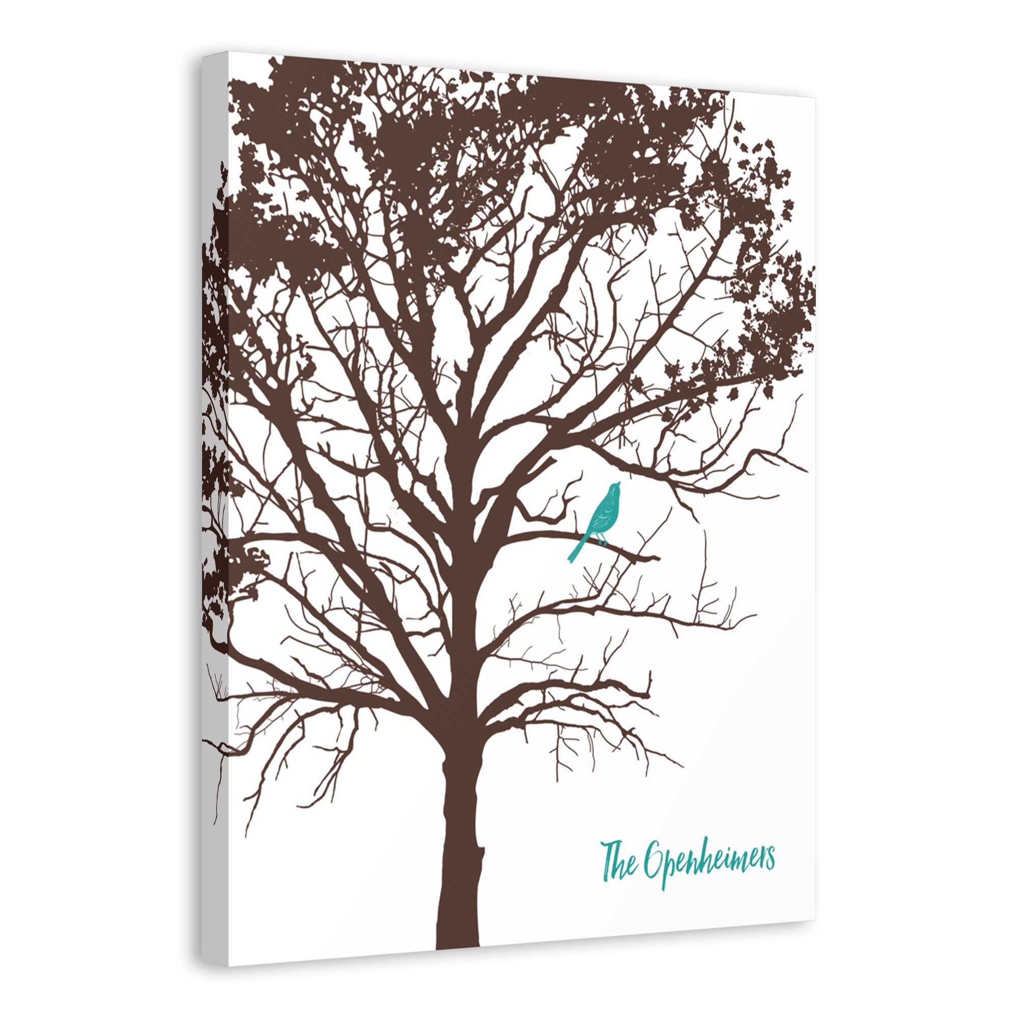 Turquoise Bird Family Sign 16x20 Personalized Canvas Wall Art 