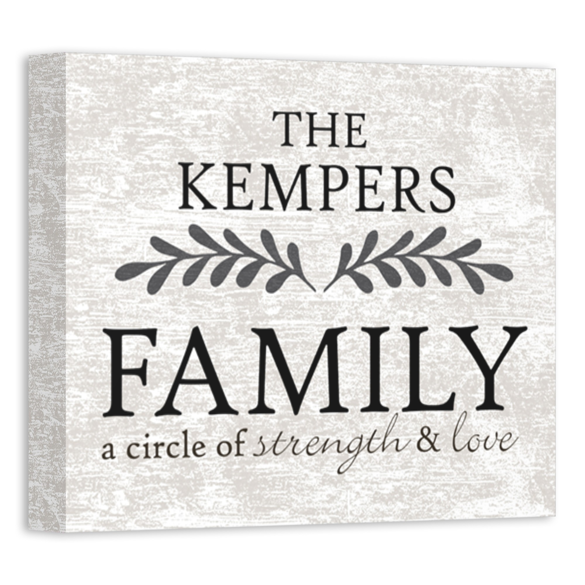 Family a Circle of Strenght and Love 10x8 Personalized Canvas Wall Art