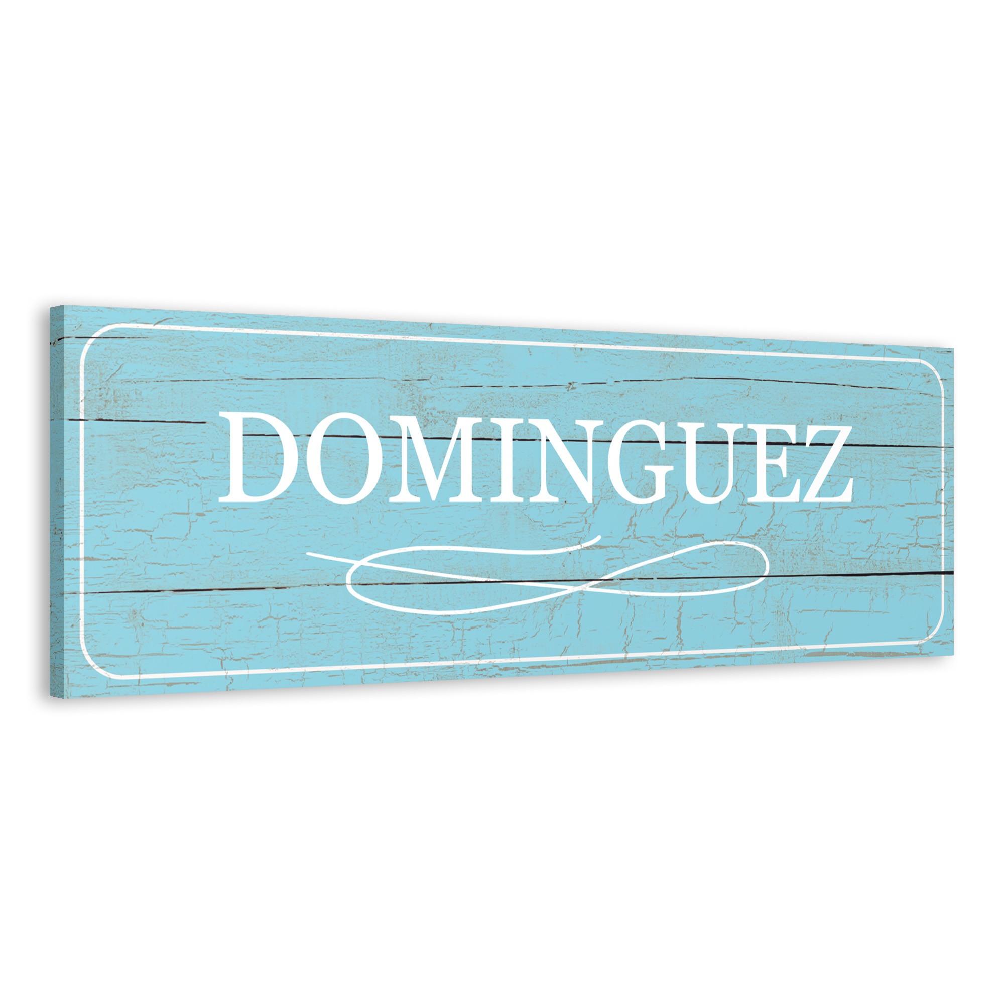 Blue Distressed Family Name Sign 36x12 Personalized Canvas Wall Art