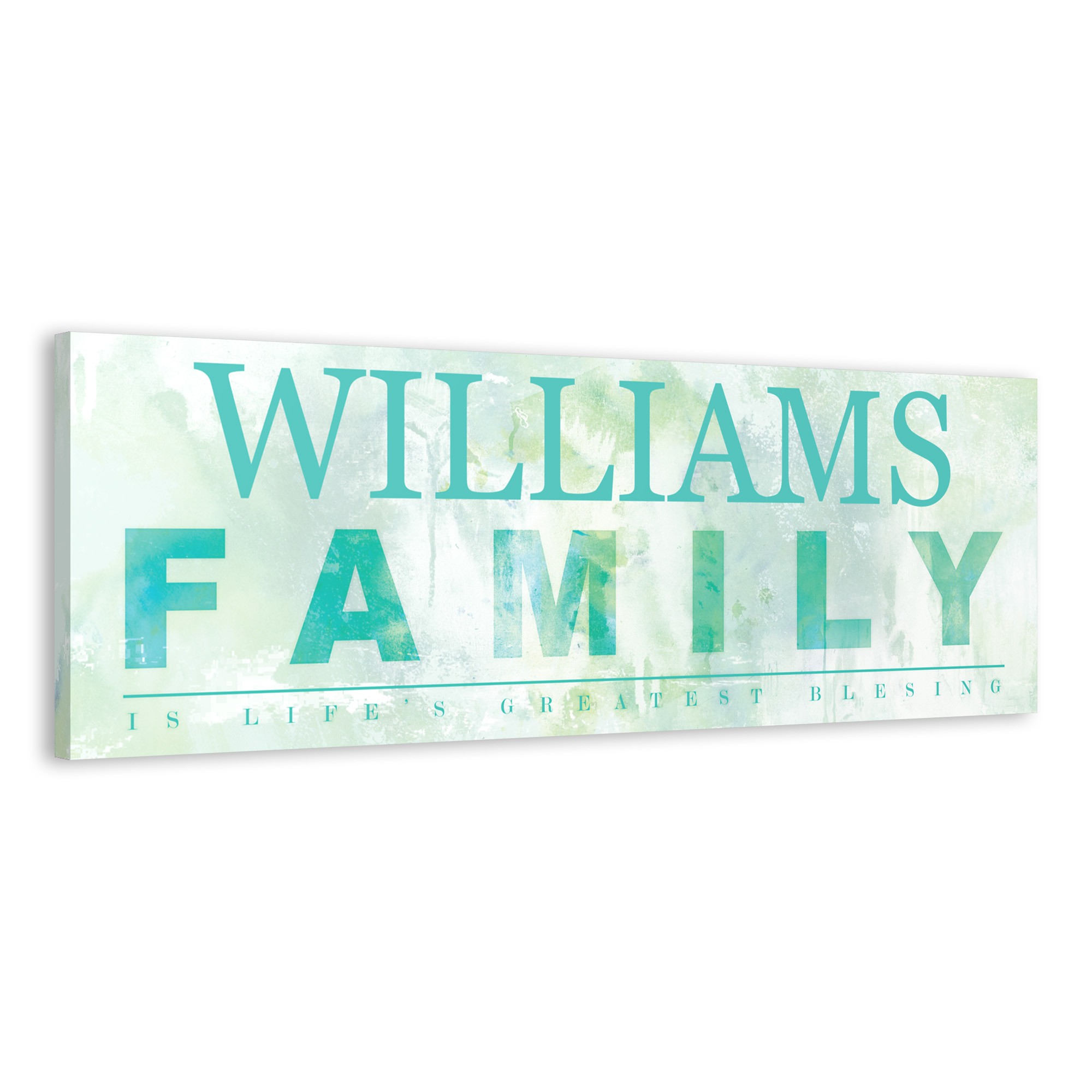 Watercolor Family is a Blessing Sign 36x12 Personalized Canvas Wall Art 