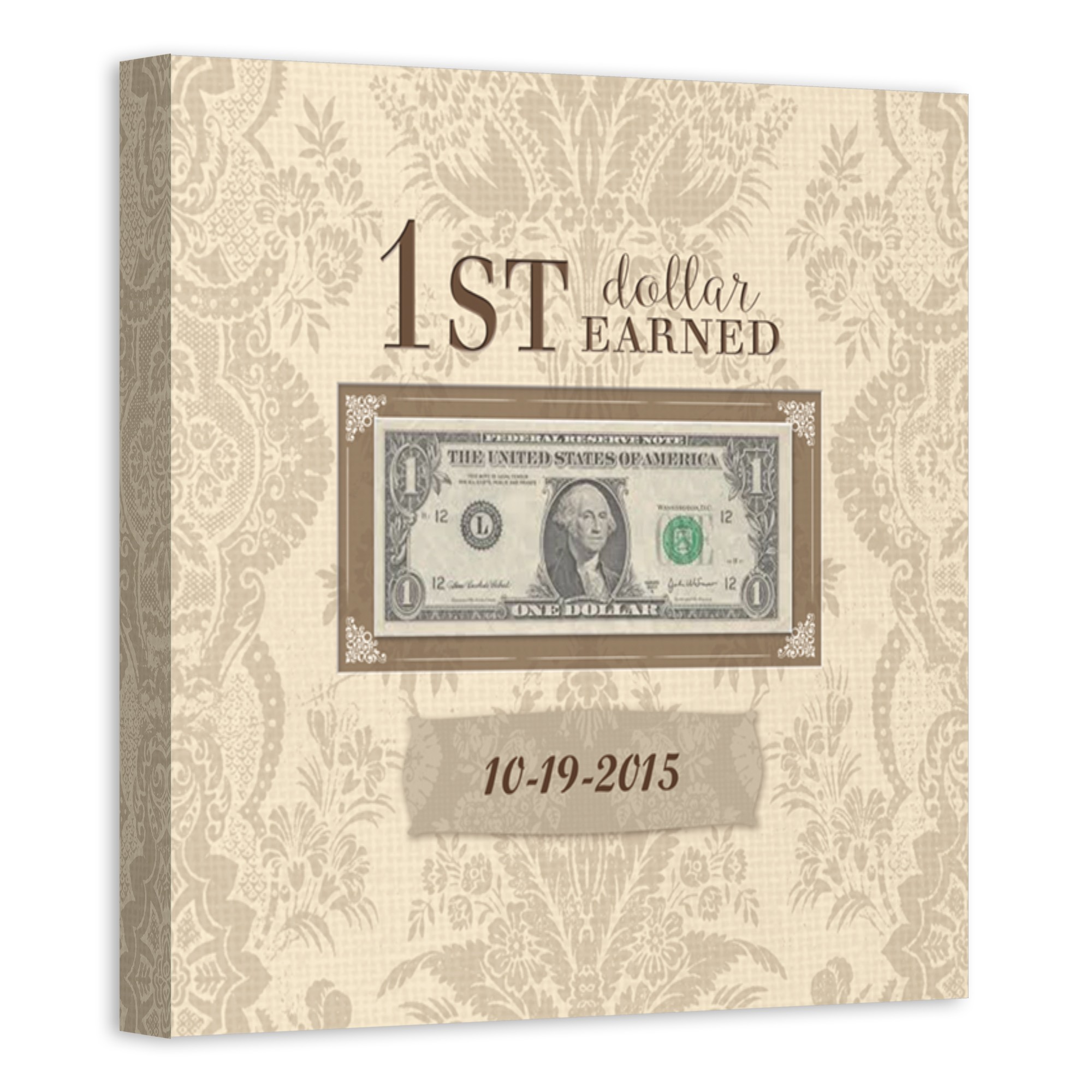First Dollar Earned 12x12 Personalized Canvas Wall Art