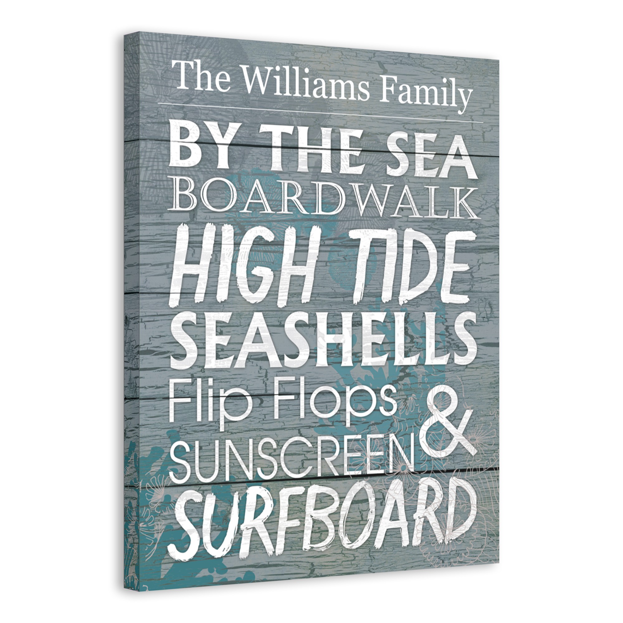 By The Sea Family Sign 16x20 Personalized Canvas Wall Art