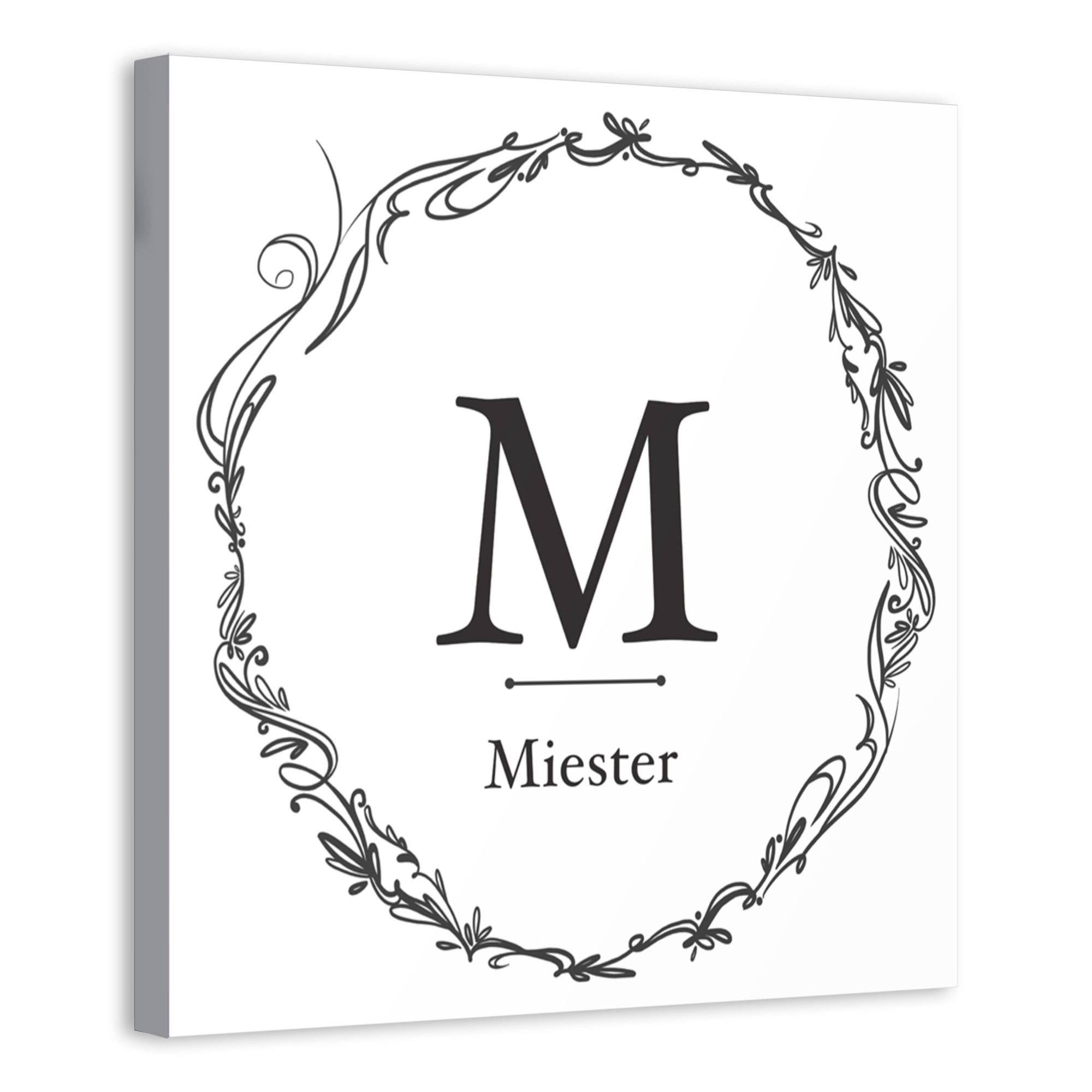 Decorative Wreath Monogram 16x16 Personalized Canvas Wall Art