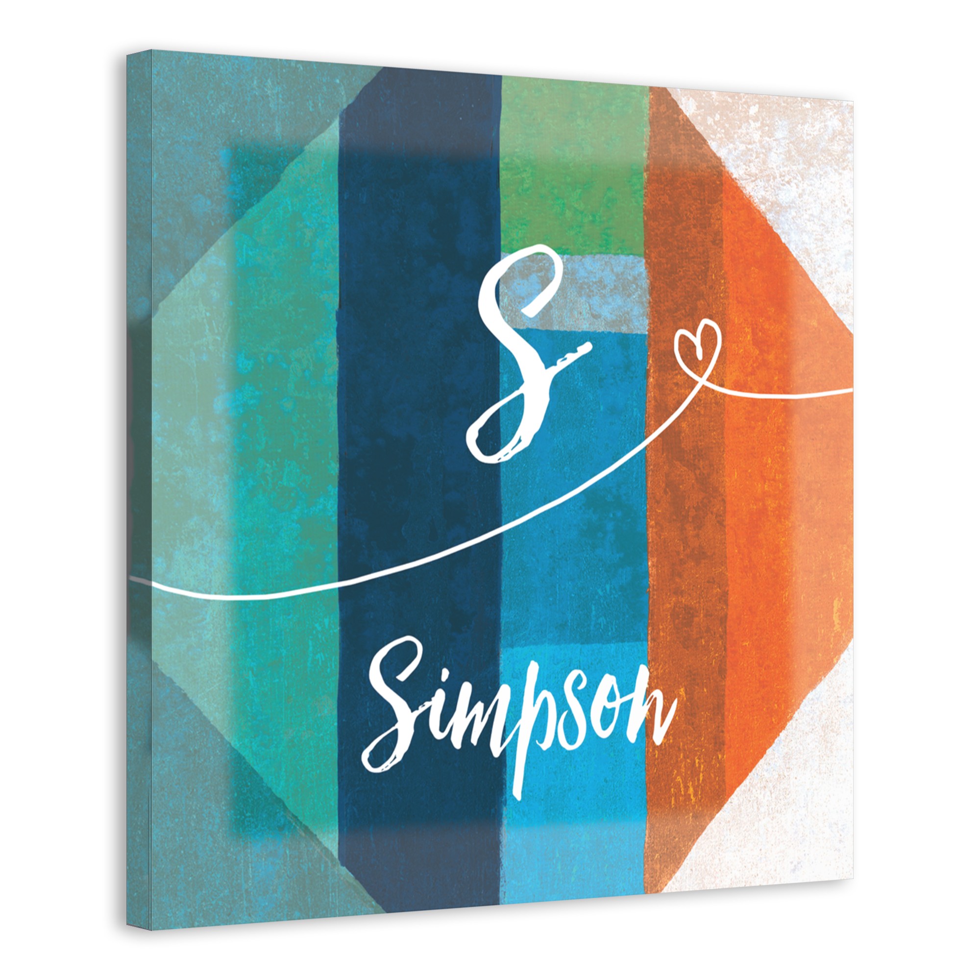 Color Block Monogram 16x16 Personalized Canvas Wall Art