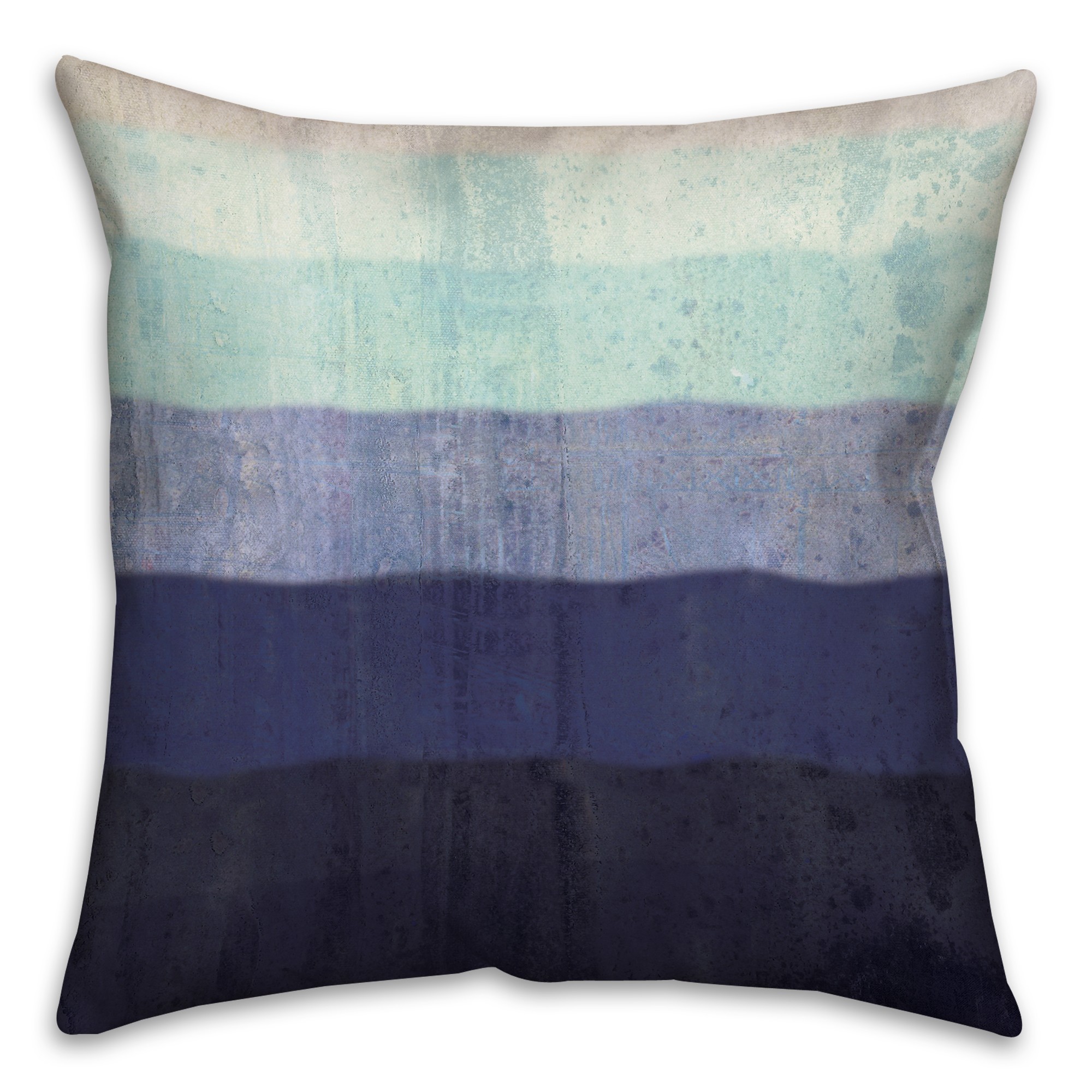 Mint And Navy Lines Spun Polyester Throw Pillow