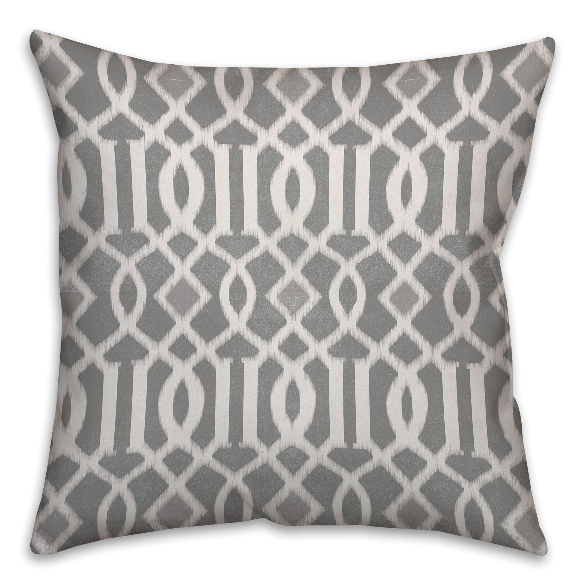 Gray and White Kirkwood Spun Polyester Throw Pillow
