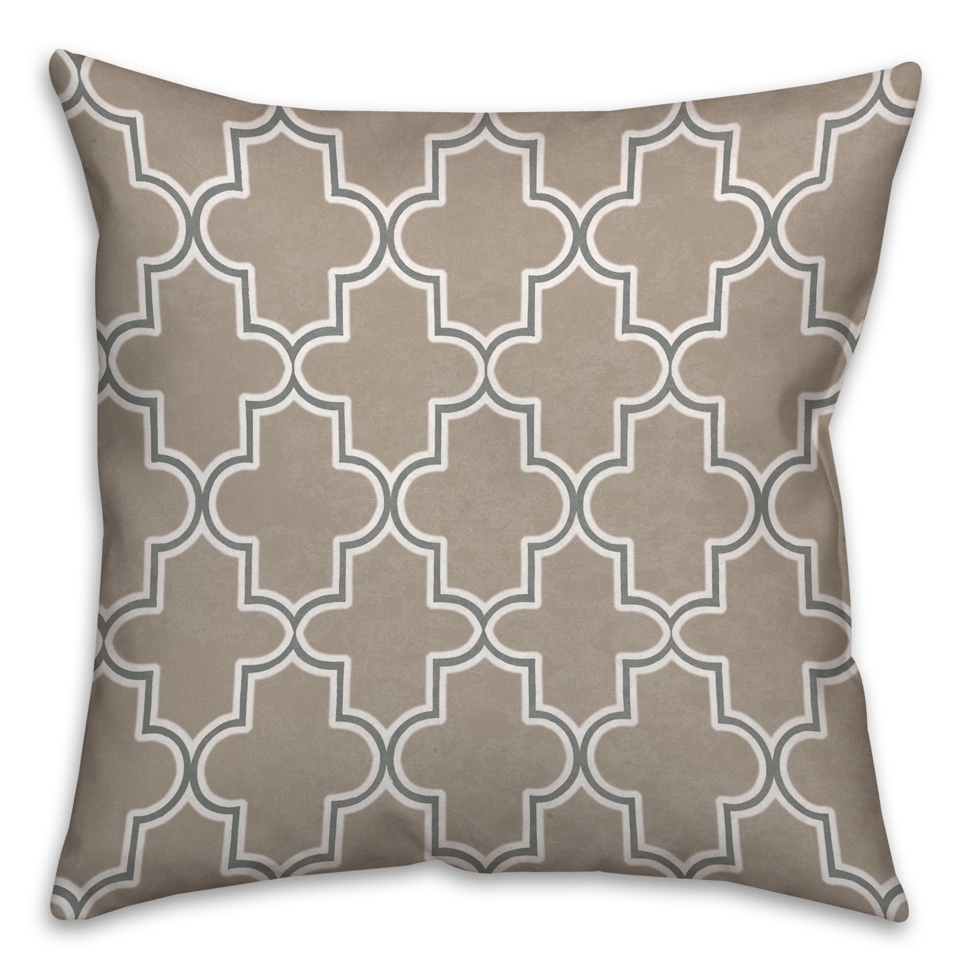 Neutral Quatrefoil Spun Polyester Throw Pillow
