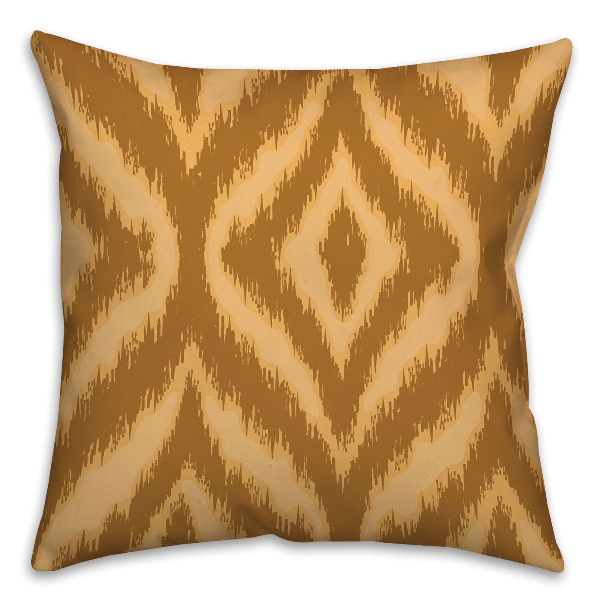 Cream And Gold Ikat Spun Polyester Throw Pillow