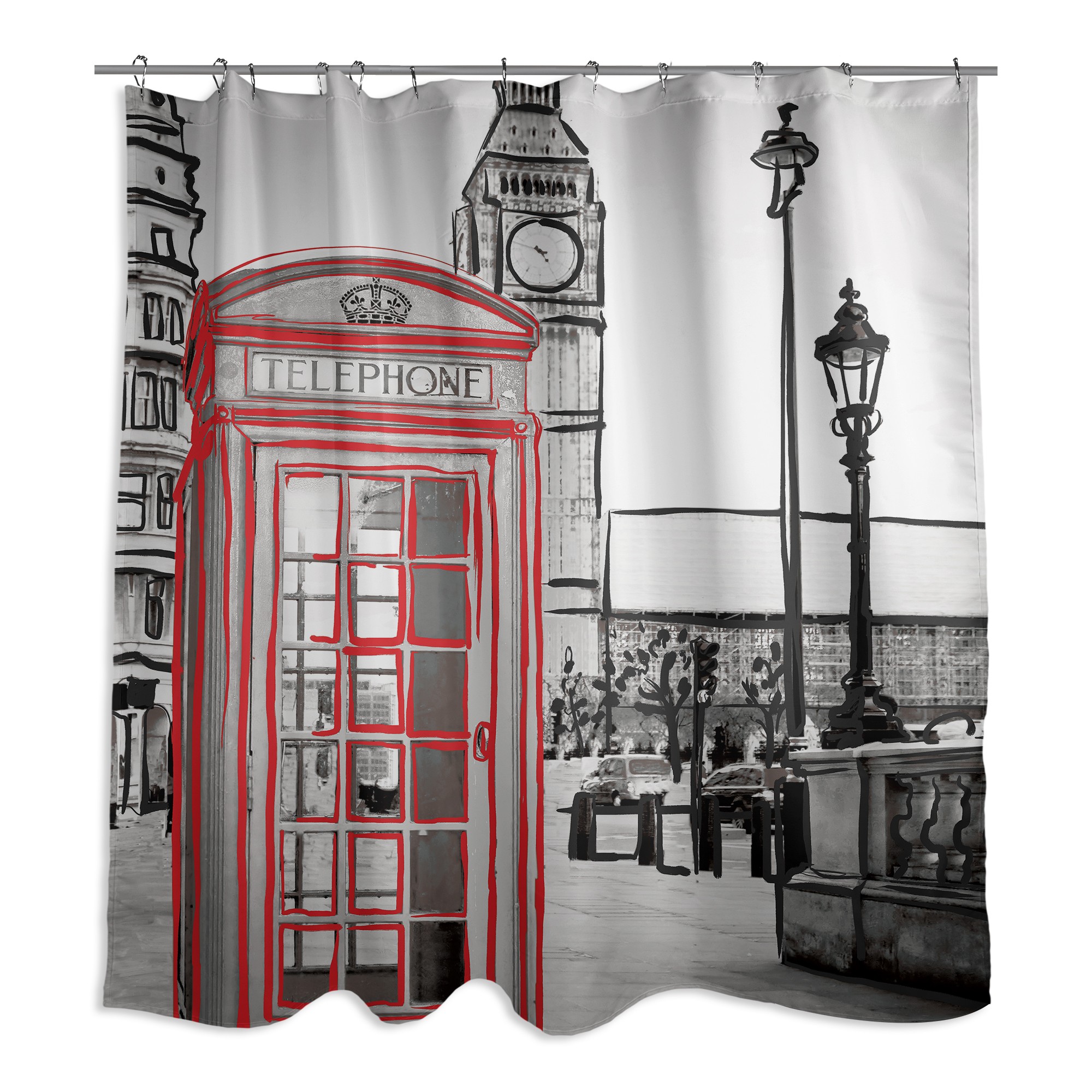 London Sketch 71x74 Shower Curtain