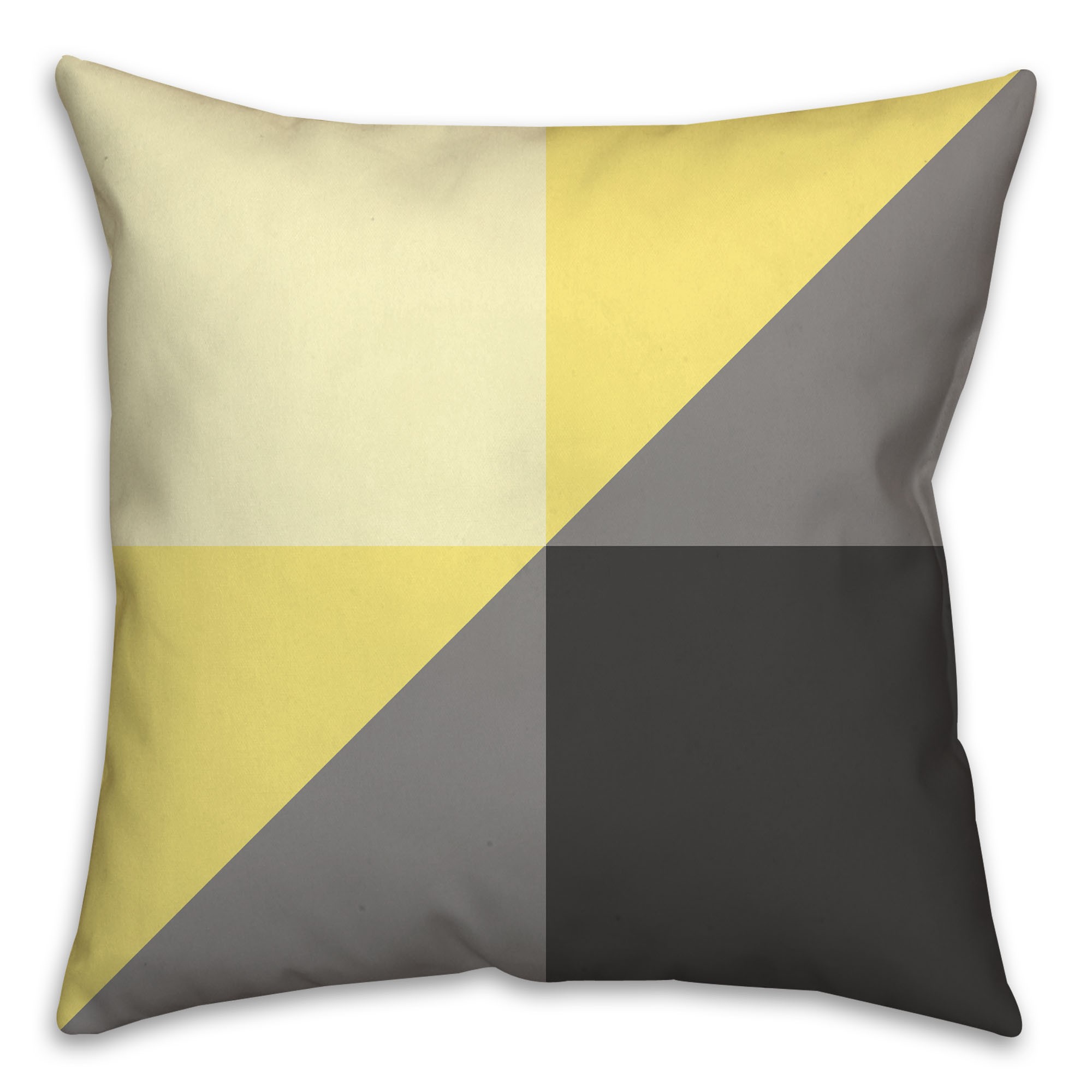 Gray and Yellow Color Block Triangles Throw Pillow