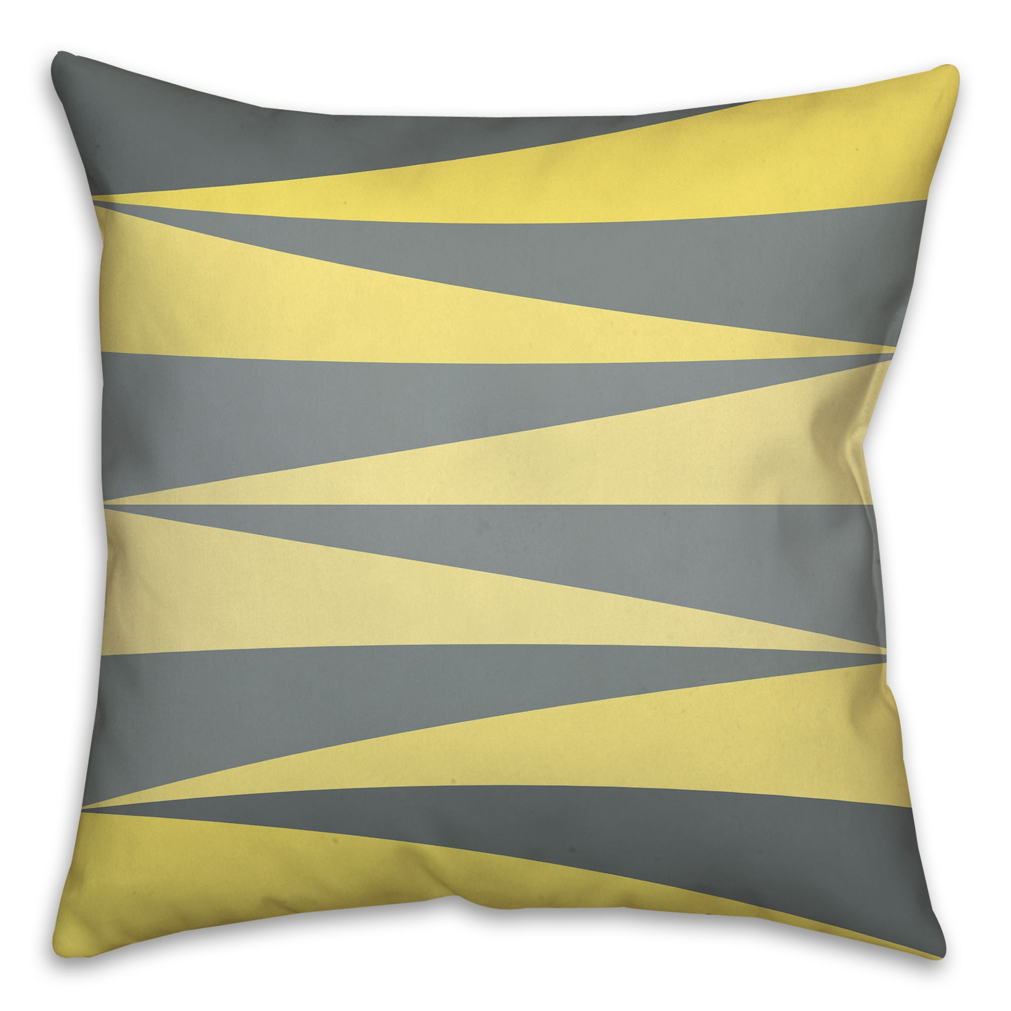 Gray and Yellow Color Block Checkered Angles Throw Pillow 