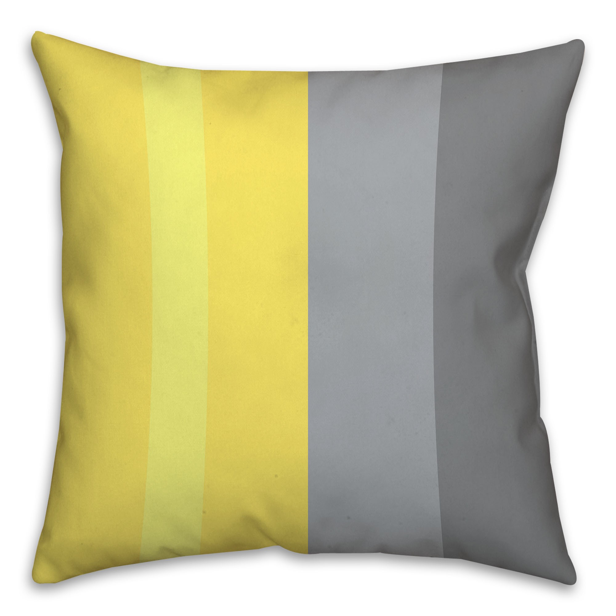 Gray and Yellow Striped Color Block Throw Pillow