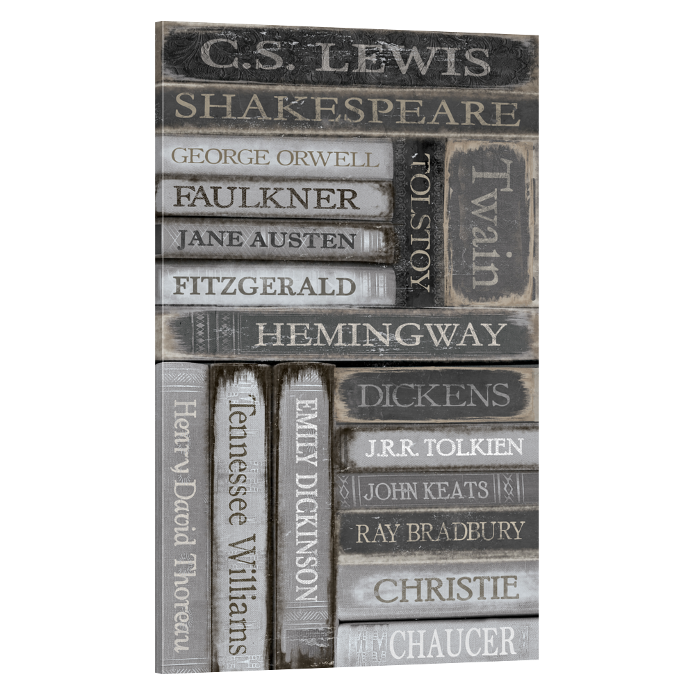 Famous Authors Books 32x48 Canvas Wall Art