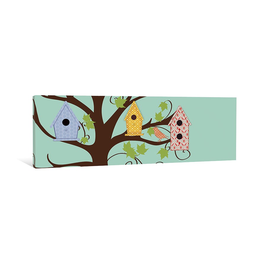 Patterned Bird Houses Canvas Wall Art