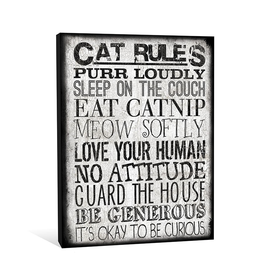 Cat Rules Canvas Wall Art 