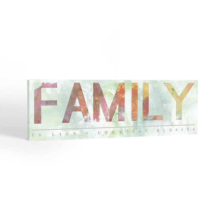 Family Watercolor 36x12 Canvas Wall Art