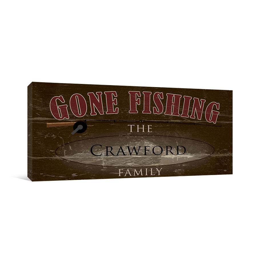Gone Fishing 20x10 Personalized Canvas Wall Art