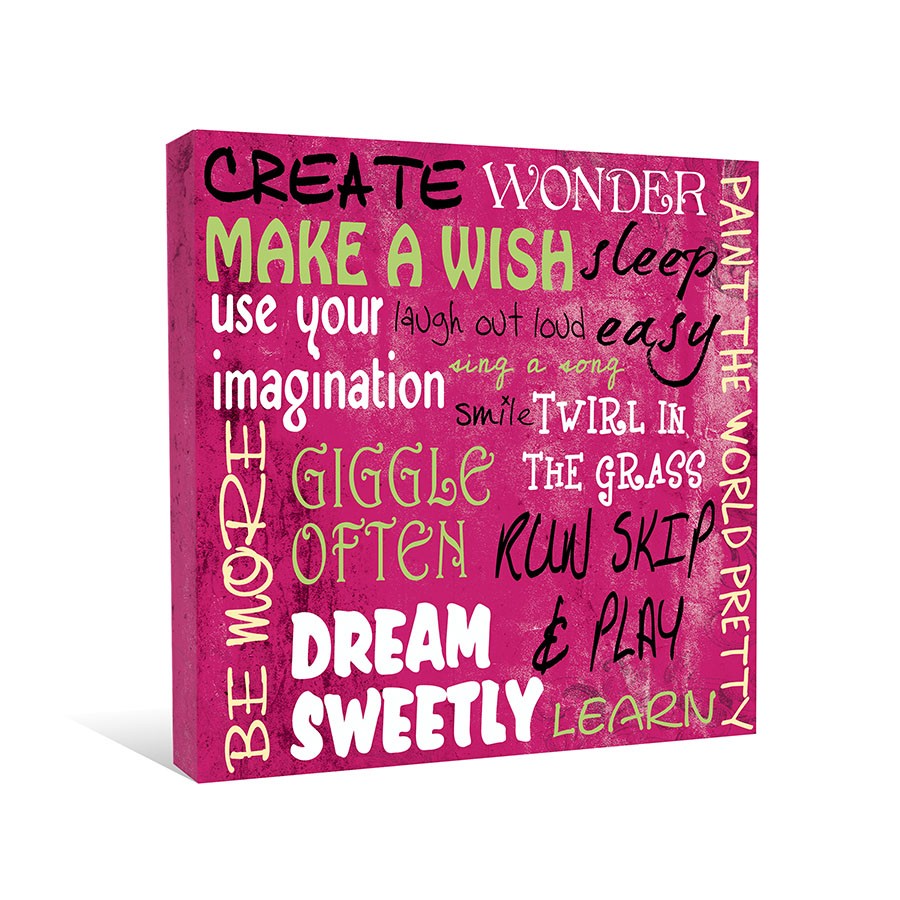 Happy Girly Words Canvas Wall Art