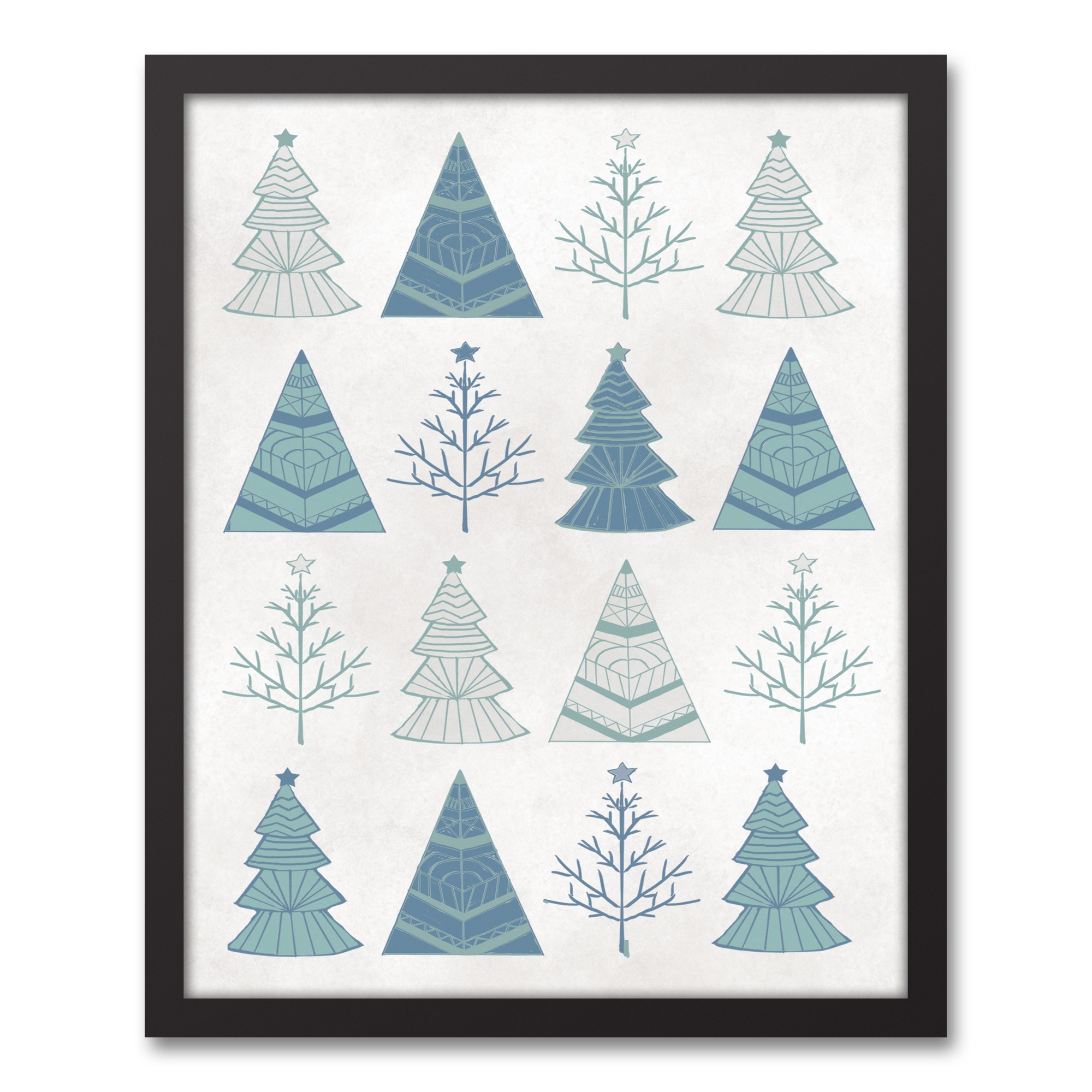 Blue Graphic Tree Print Wall Art
