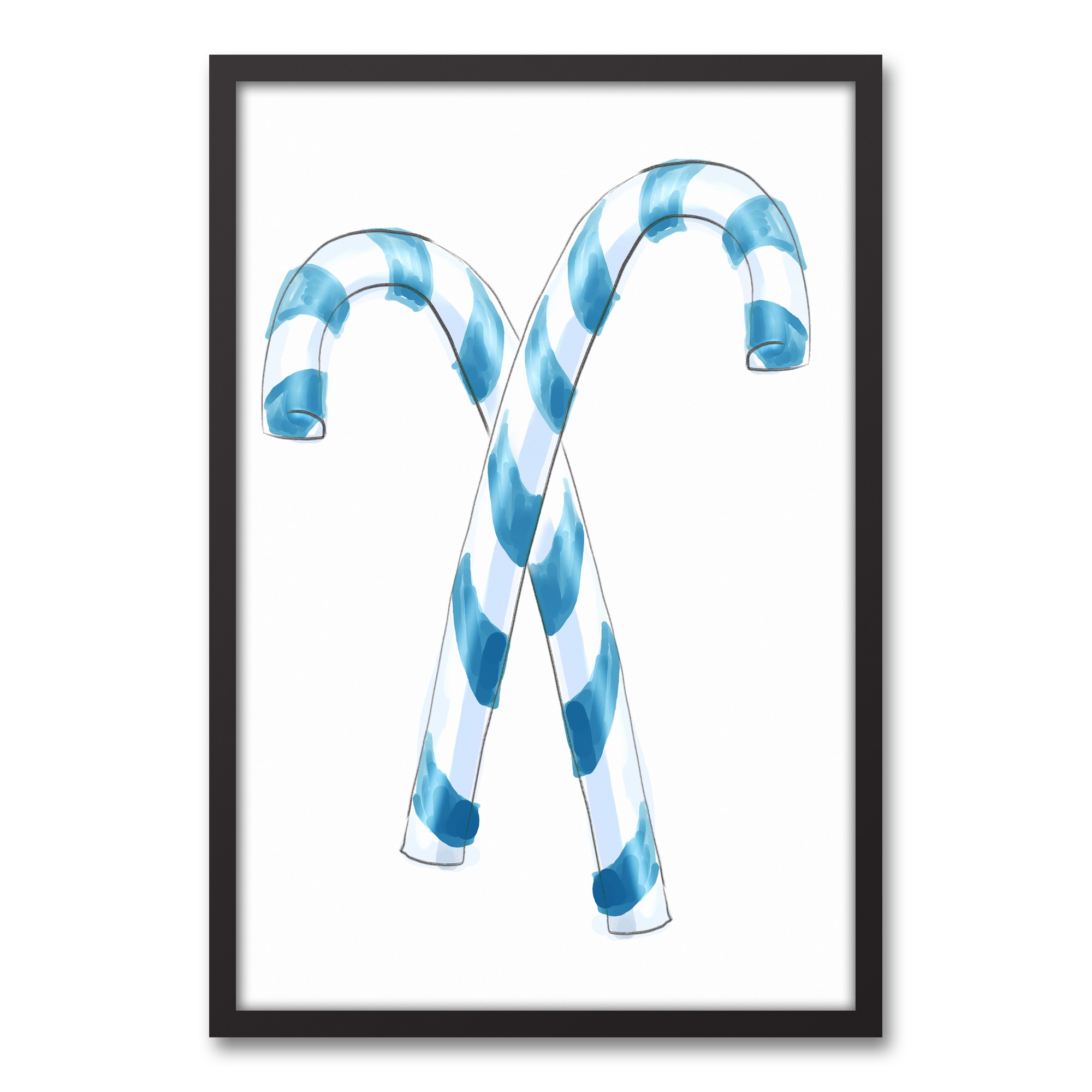 Blue Candy Canes Wall Art
