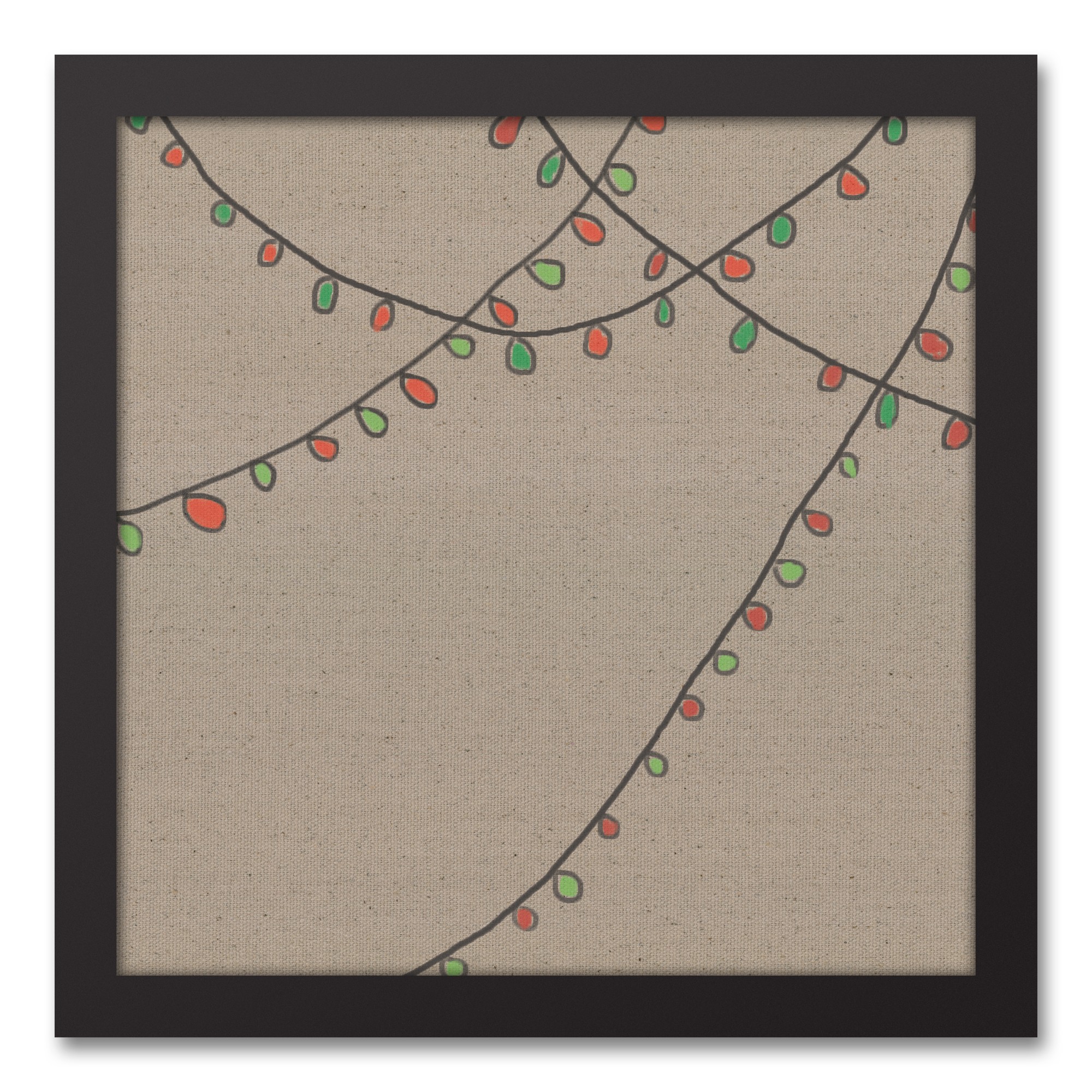Christmas String Lights 12x12 Black Framed Canvas