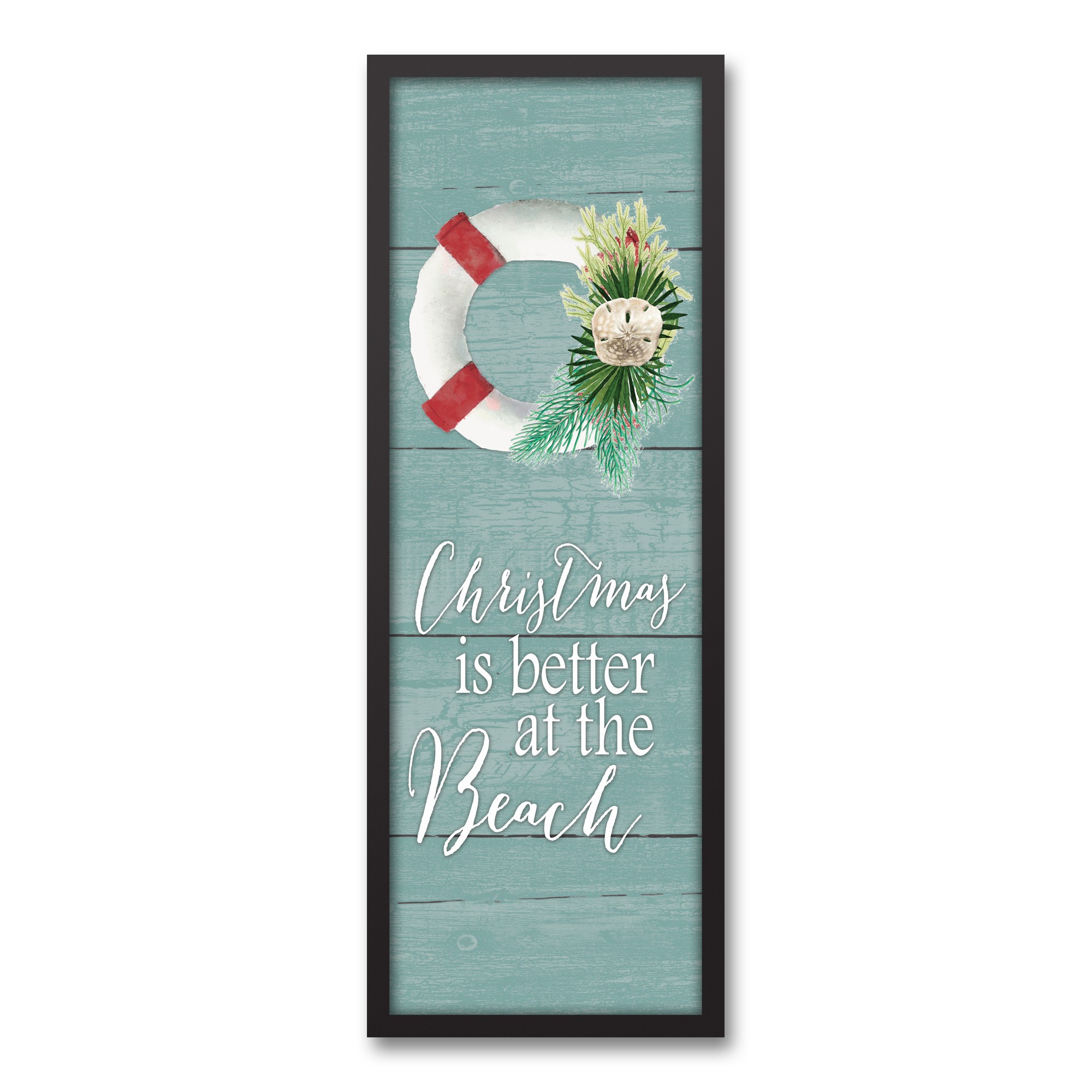 Christmas is Better at the Beach 12x36 Black Framed Canvas