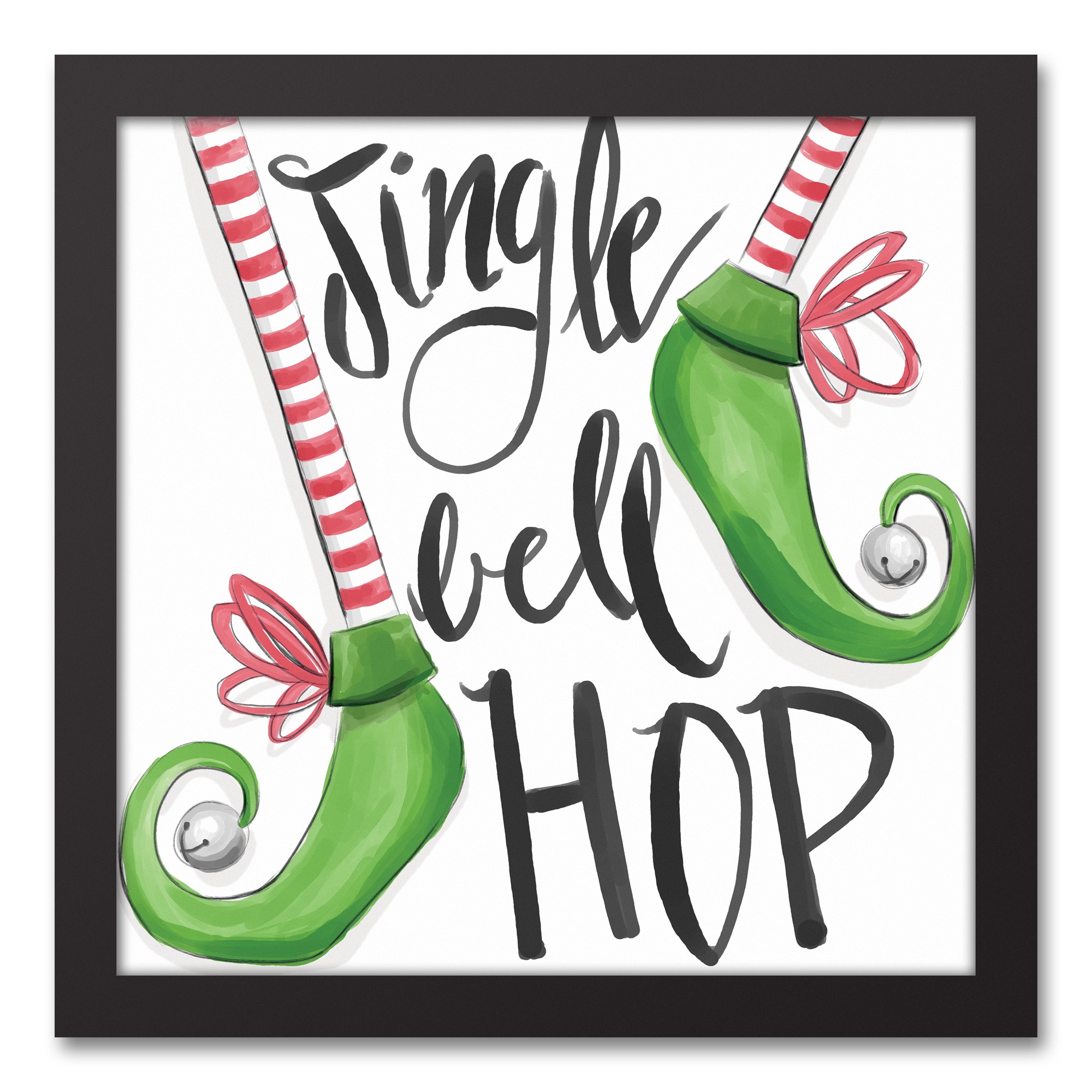 Jingle Bell Hop 12x12 Black Framed Canvas