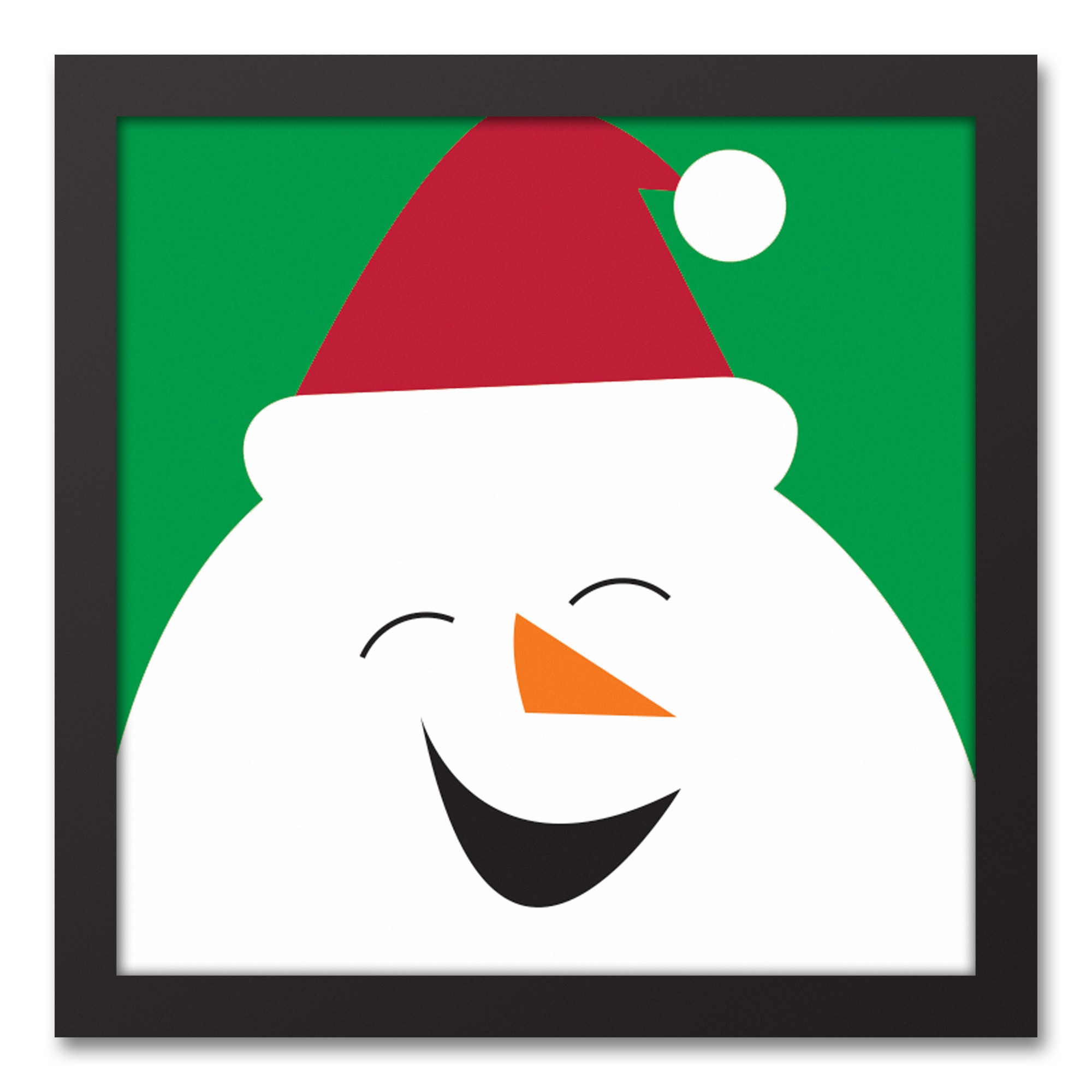 Graphic Snowman 12x12 Black Framed Canvas