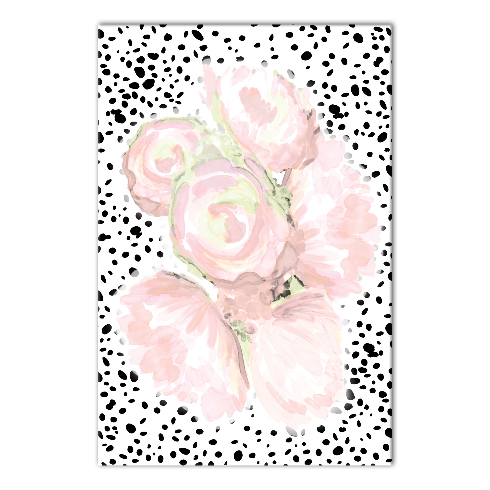 Blush and Pin Dot Blooms 1 24x36 Canvas Wall Art
