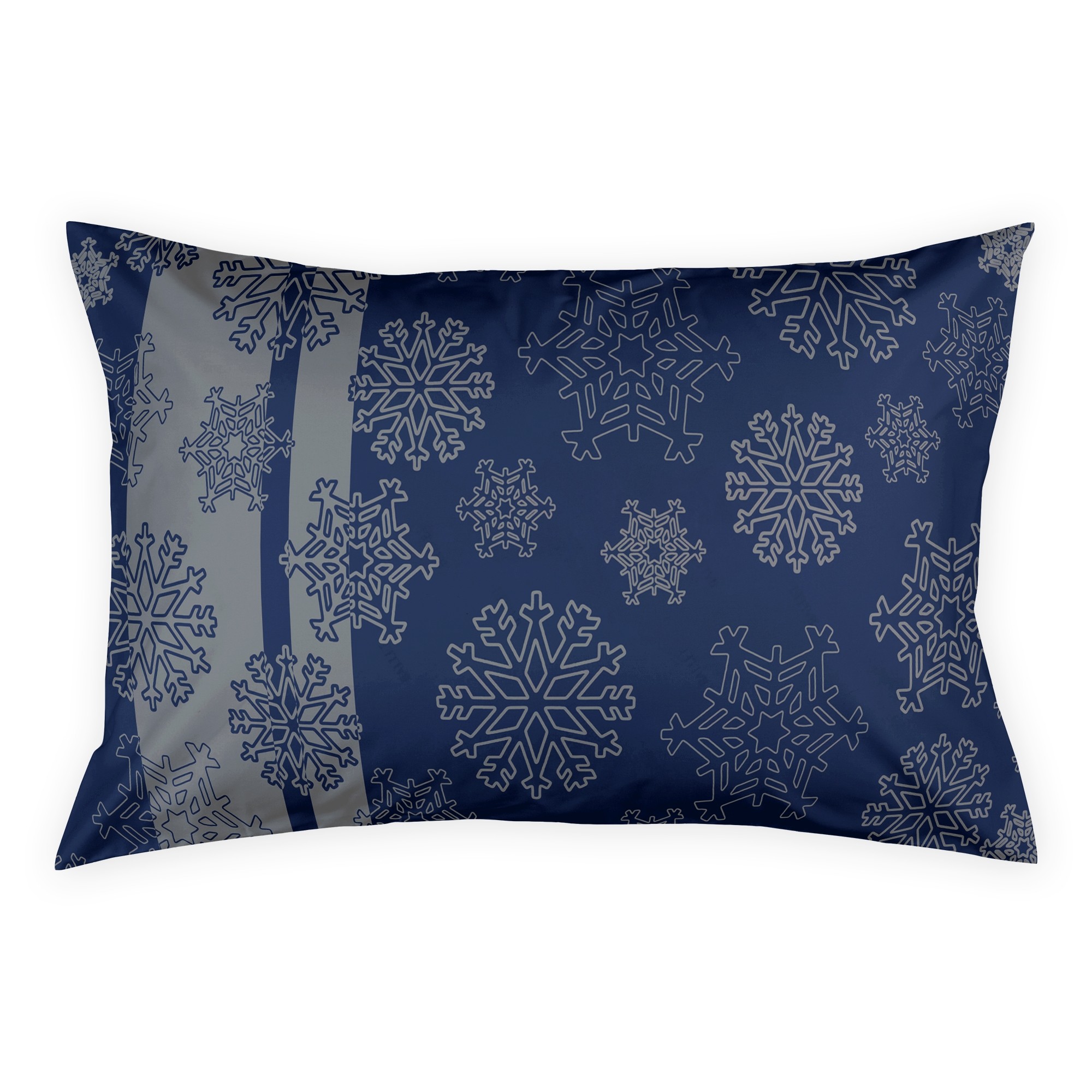 Blue And Silver Striped Snowflake 30x22 Standard Sham