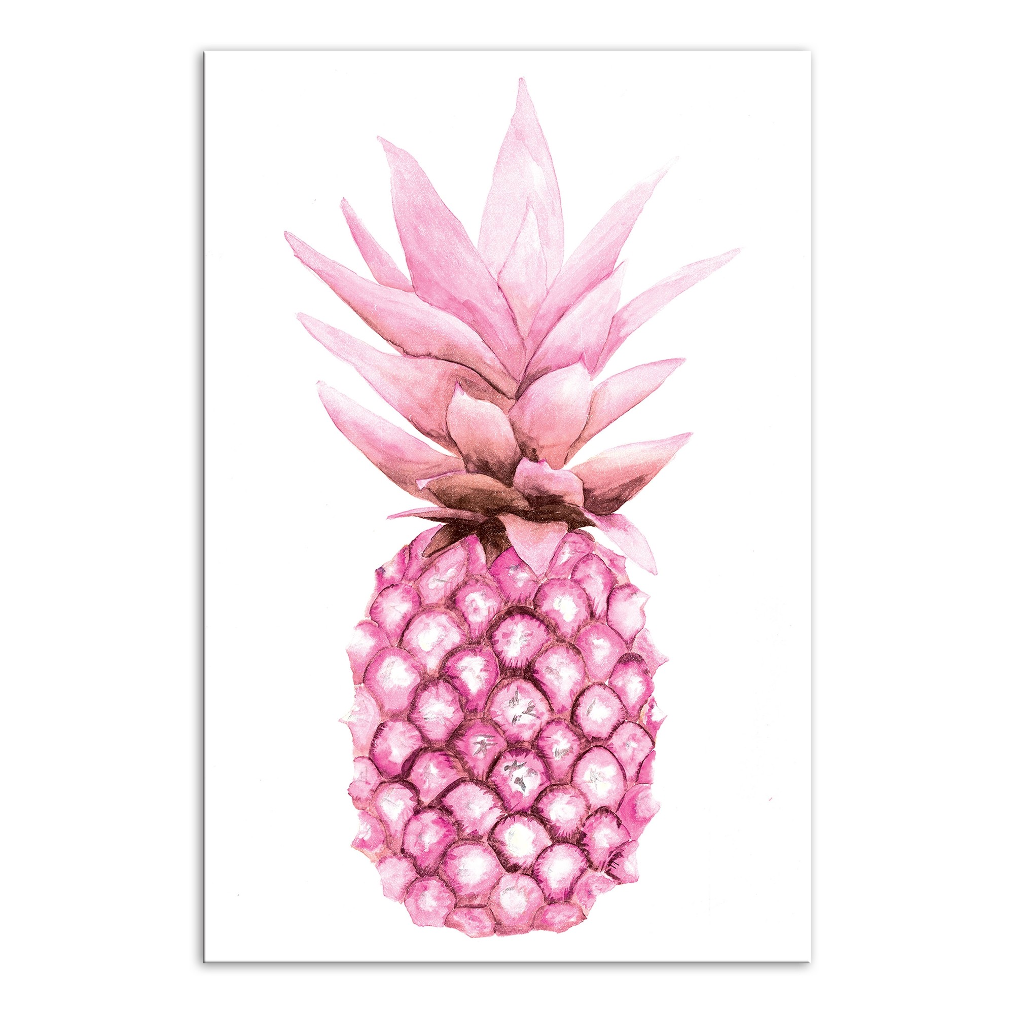 Pink Watercolor Pineapple 12x18 Outdoor Canvas Wall Art