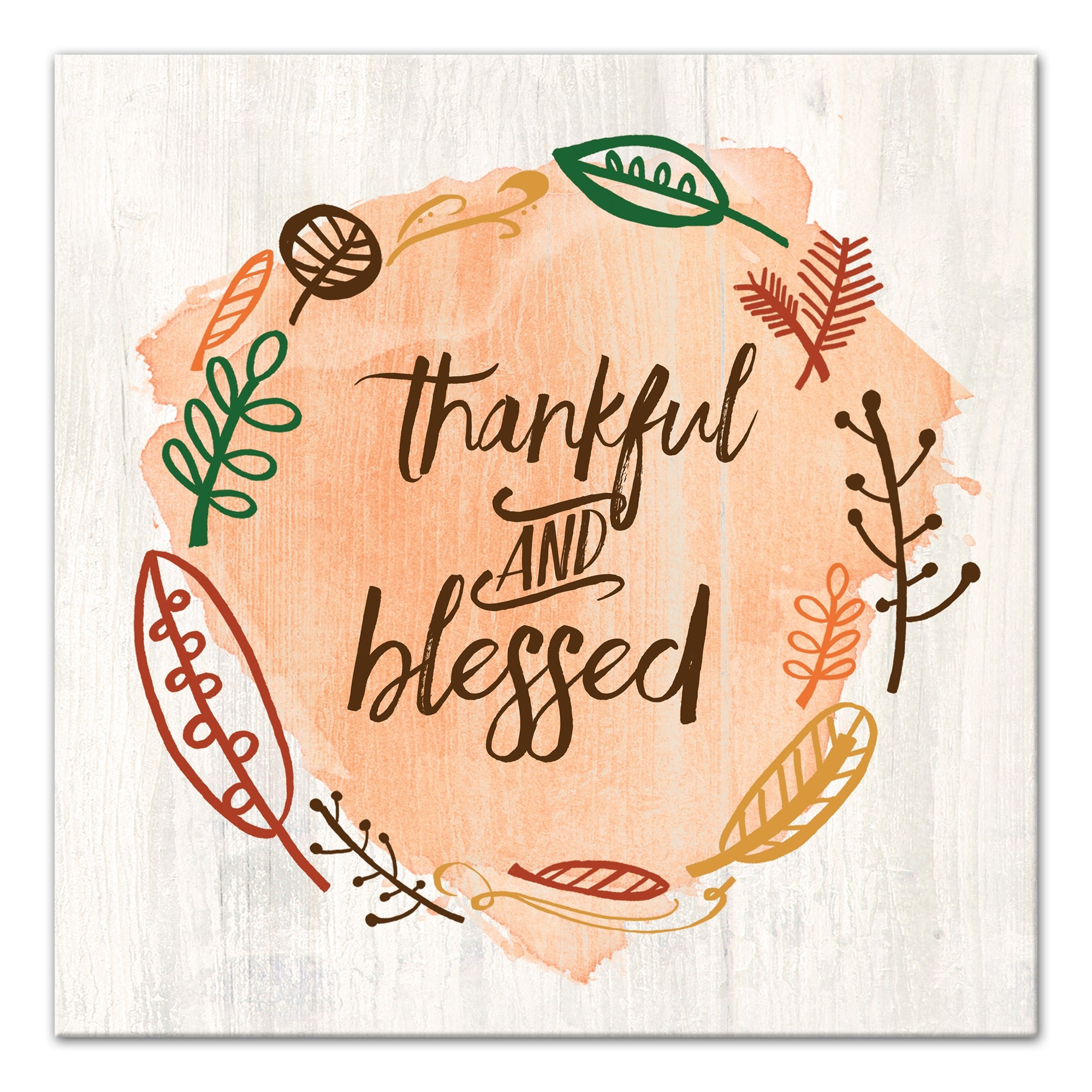 Thankful And Blessed 16x16 Canvas Wall Art