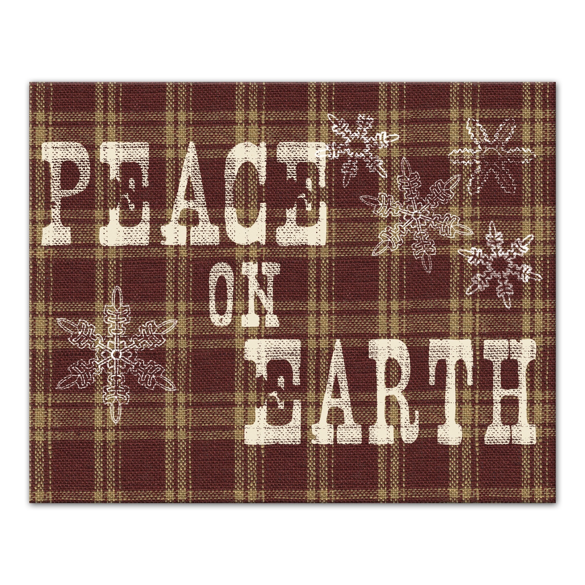 Plaid Peace on Earth 20x16  Canvas Wall Art